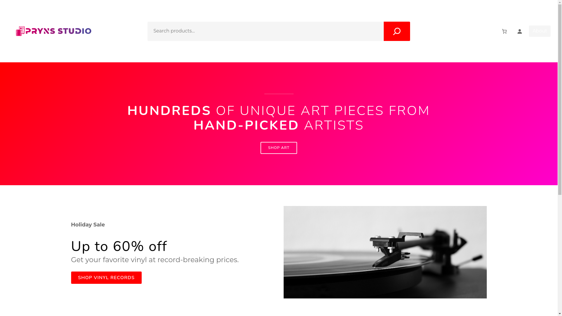 website screenshot of https://prynsstudiostore.com/