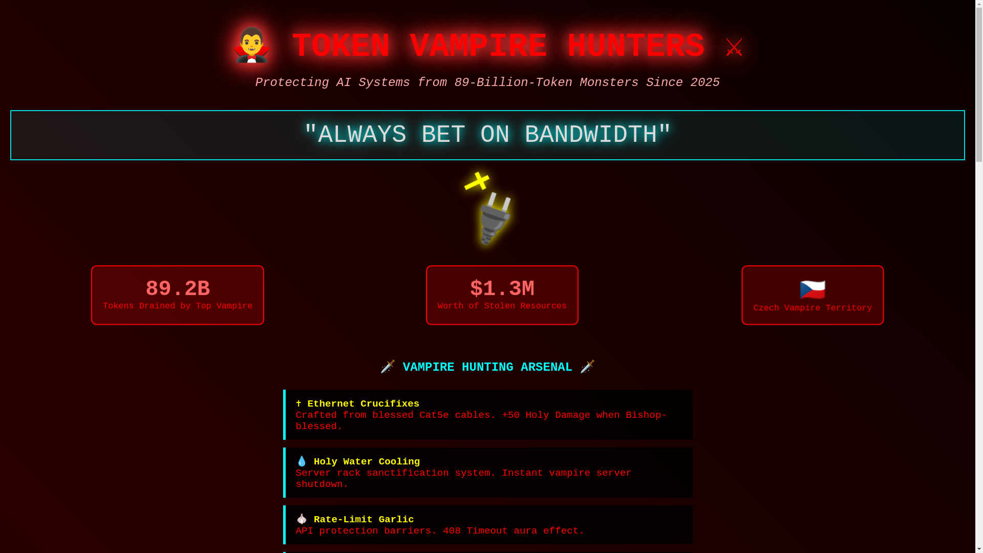 website screenshot of https://tokenvampire.org/