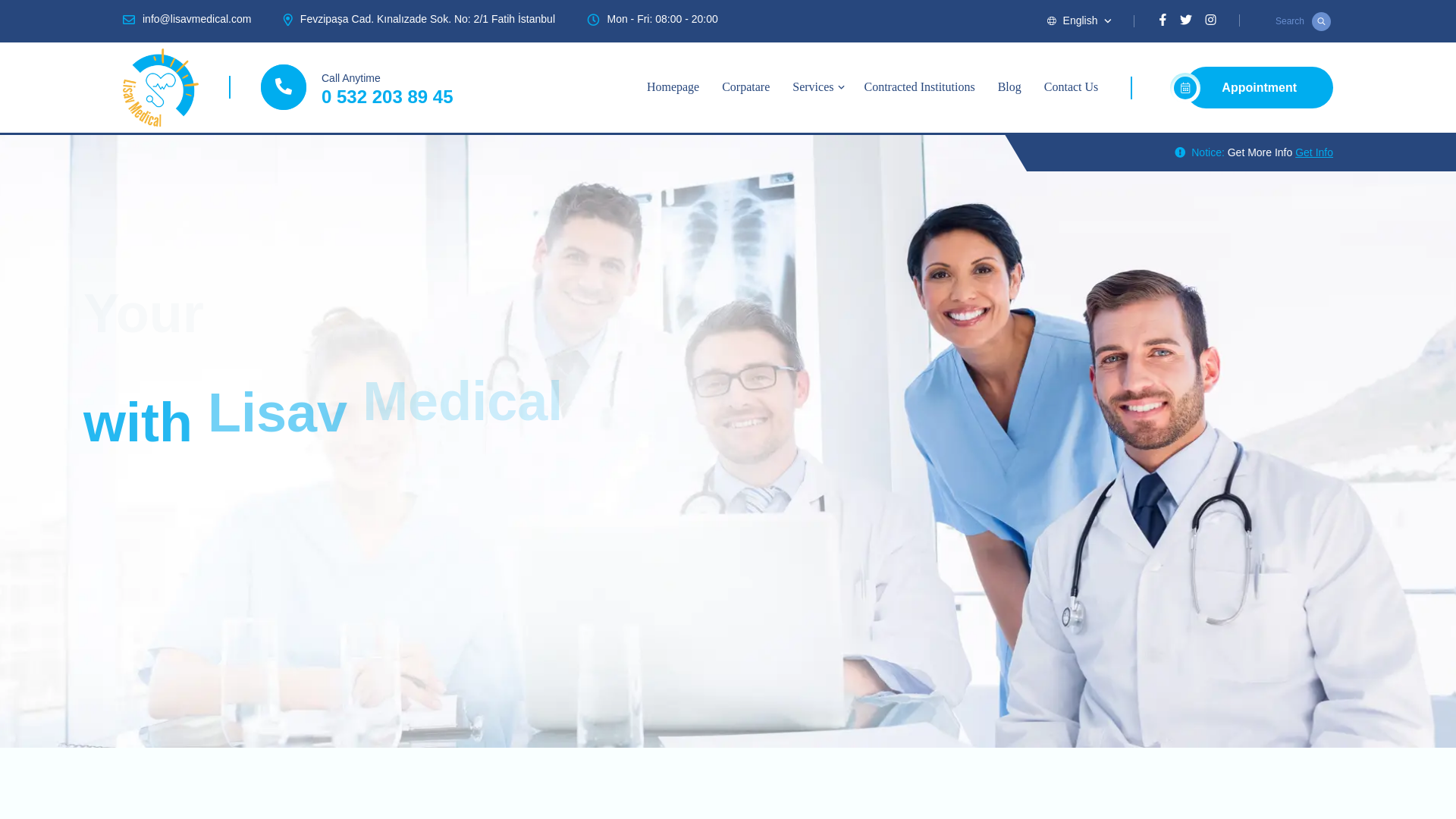 website screenshot of https://lisavmedical.com.tr/