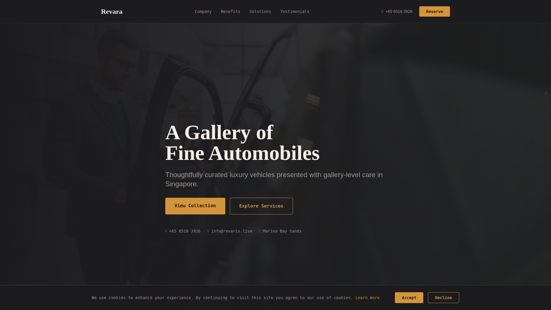website screenshot of https://revaris.live/