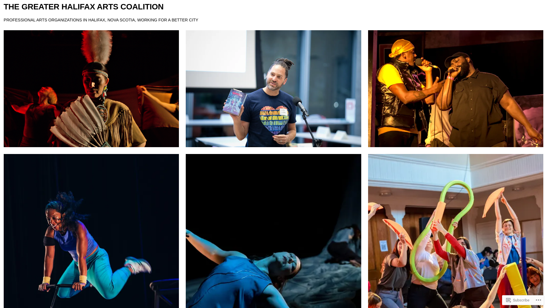 website screenshot of https://greaterhalifaxartscoalition.org