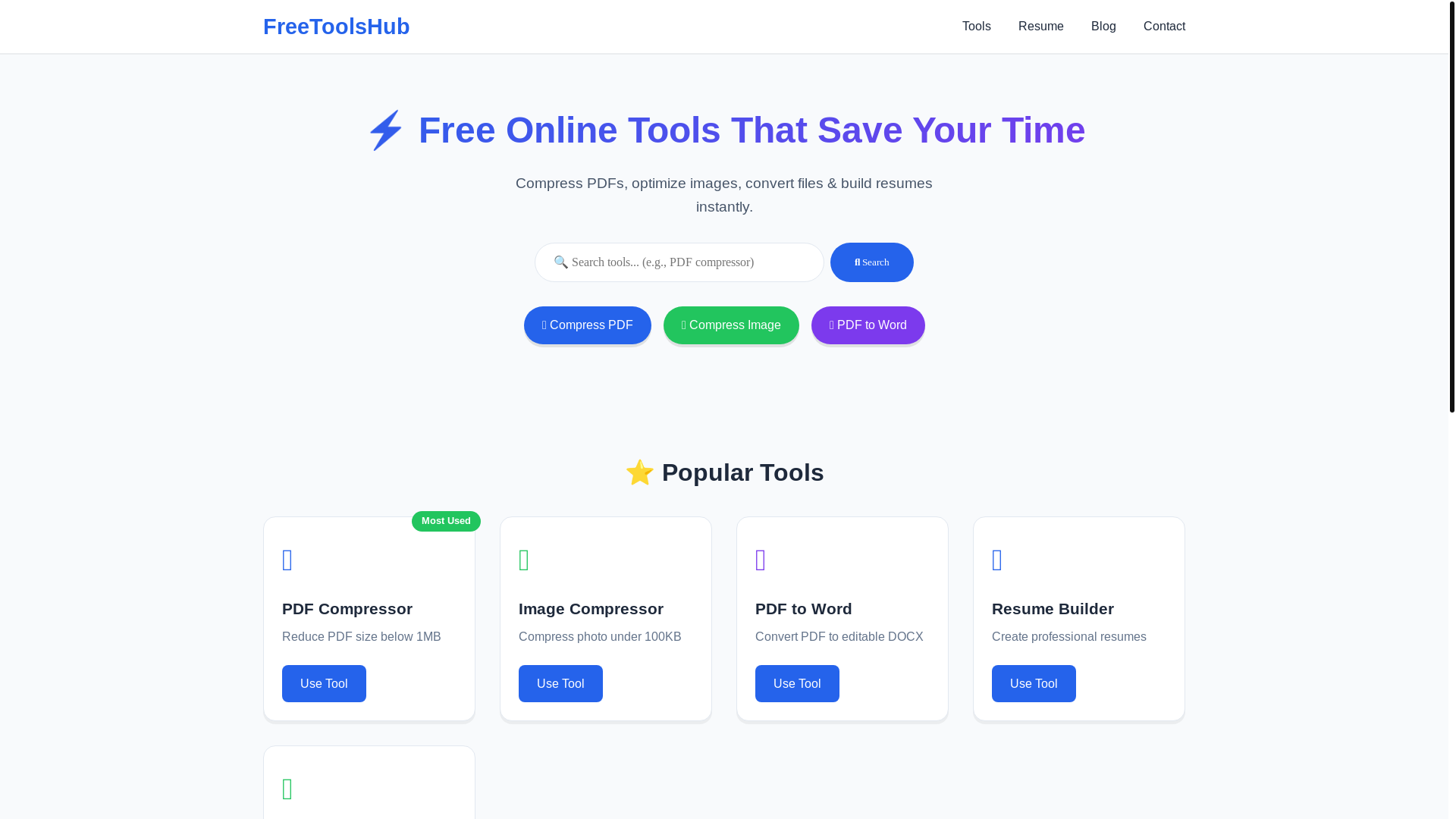 website screenshot of https://freetoolshub.pages.dev/