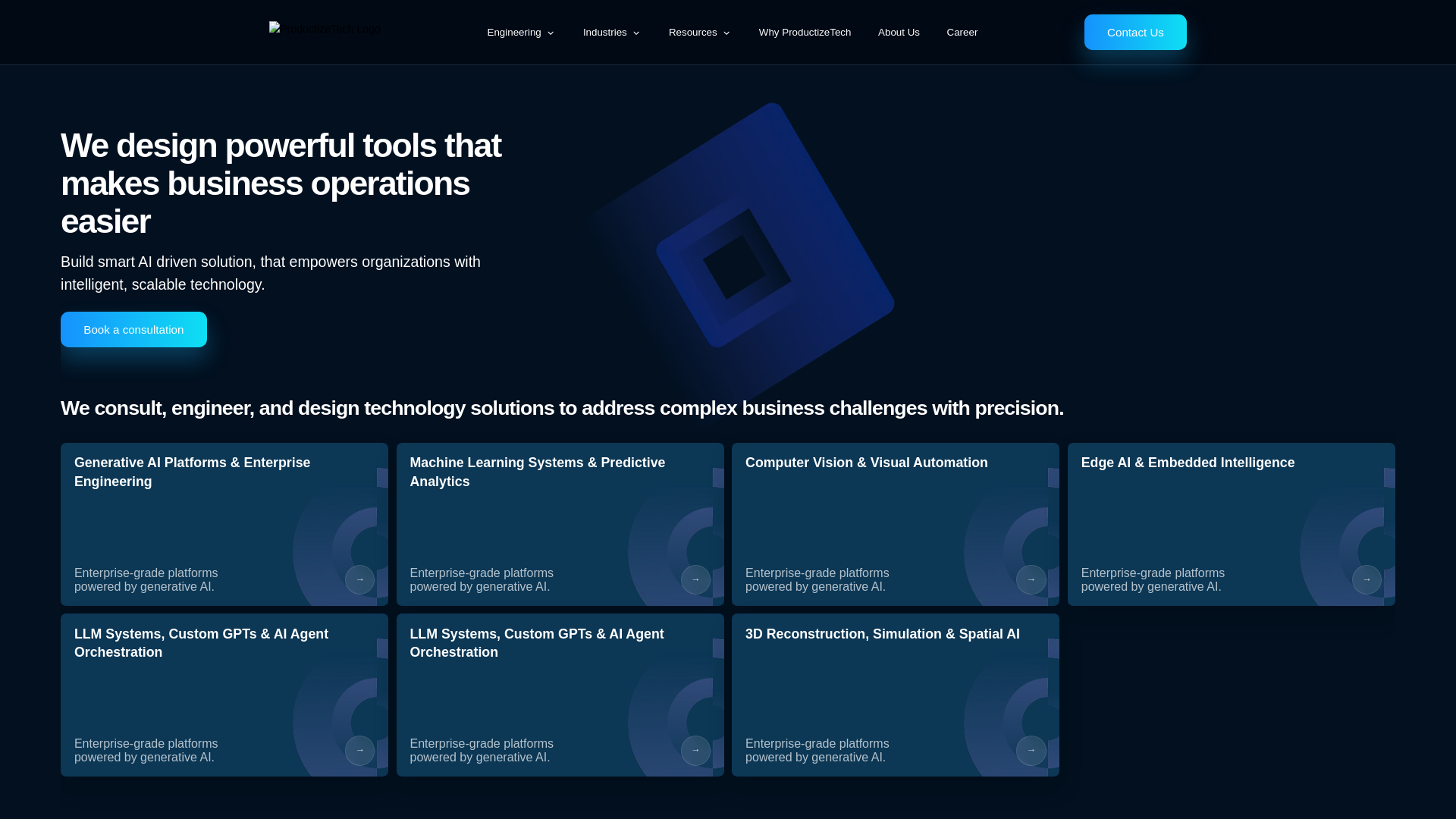 website screenshot of https://productizetech.pages.dev/
