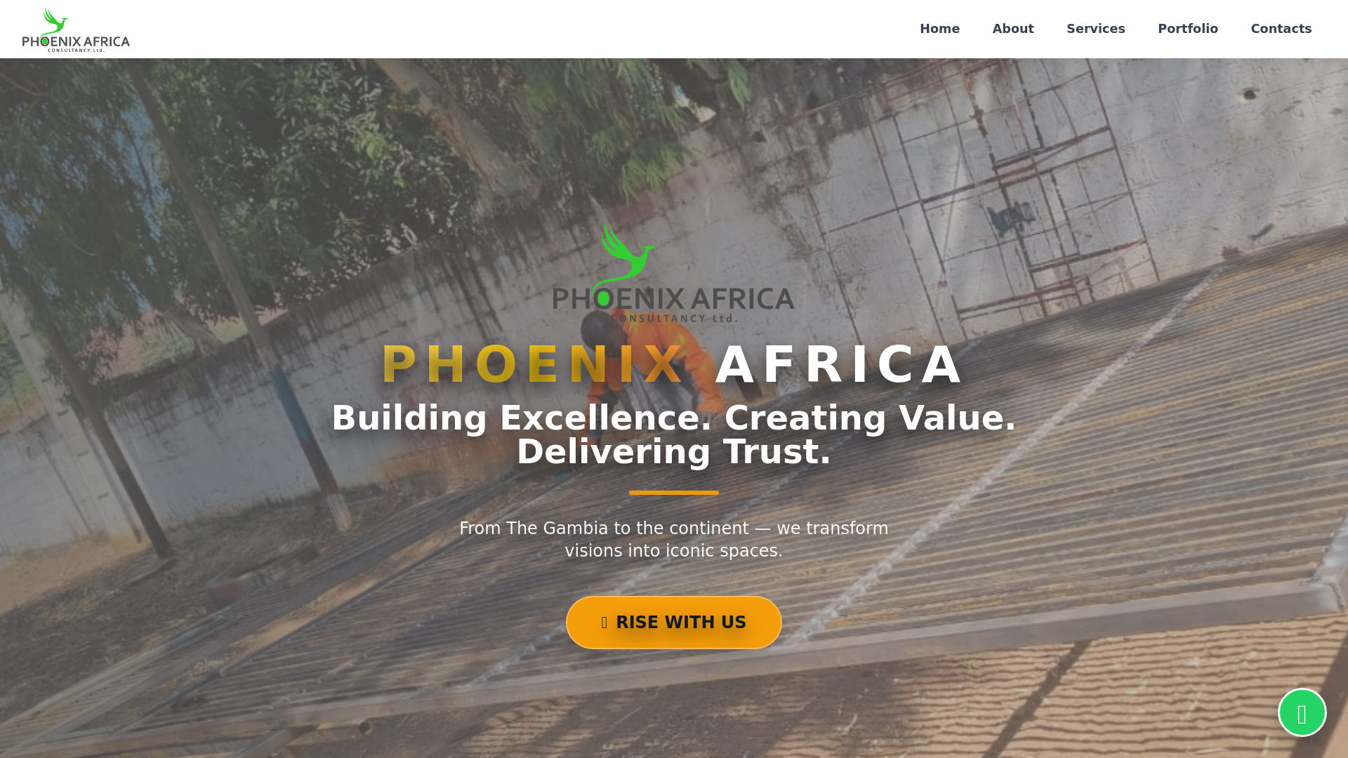 website screenshot of https://phoenixafrica.gm/