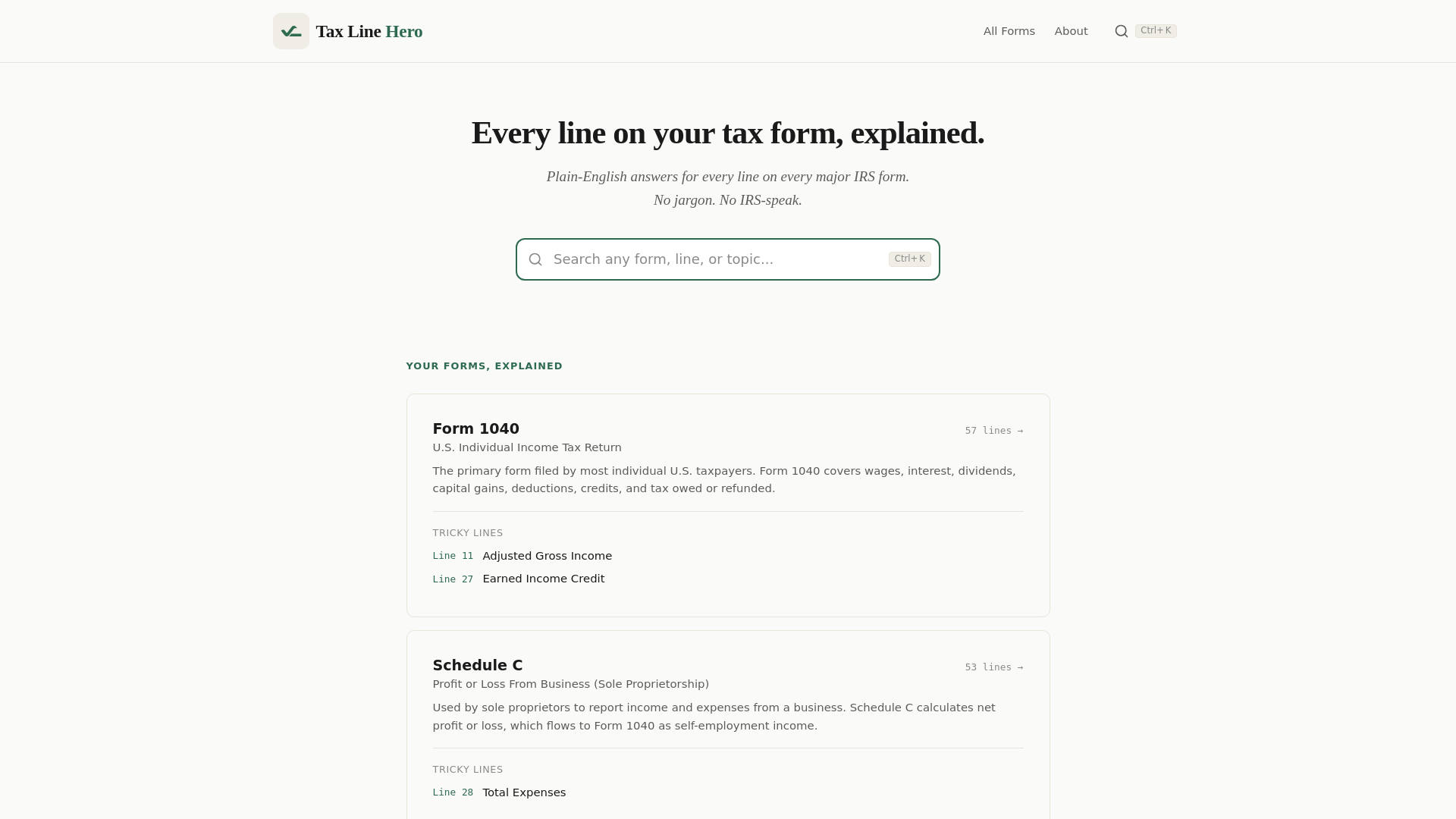 website screenshot of https://taxlinehero.com/
