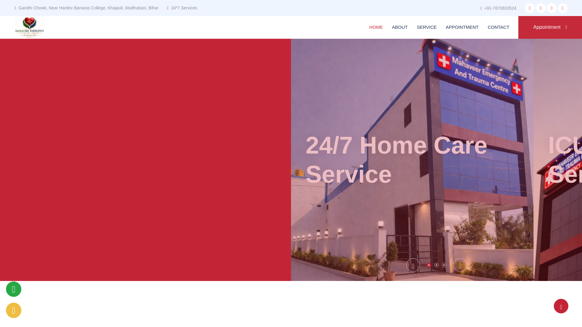 website screenshot of https://mahaveeremergencyandtraumacentre.co.in