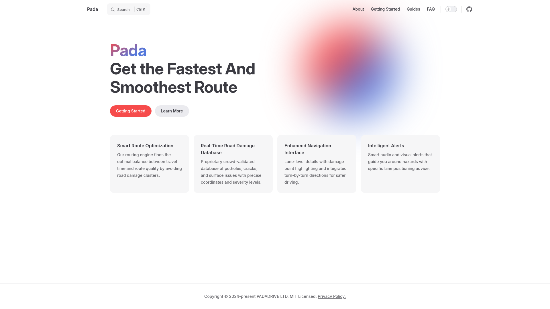 website screenshot of https://pada-website.pages.dev/