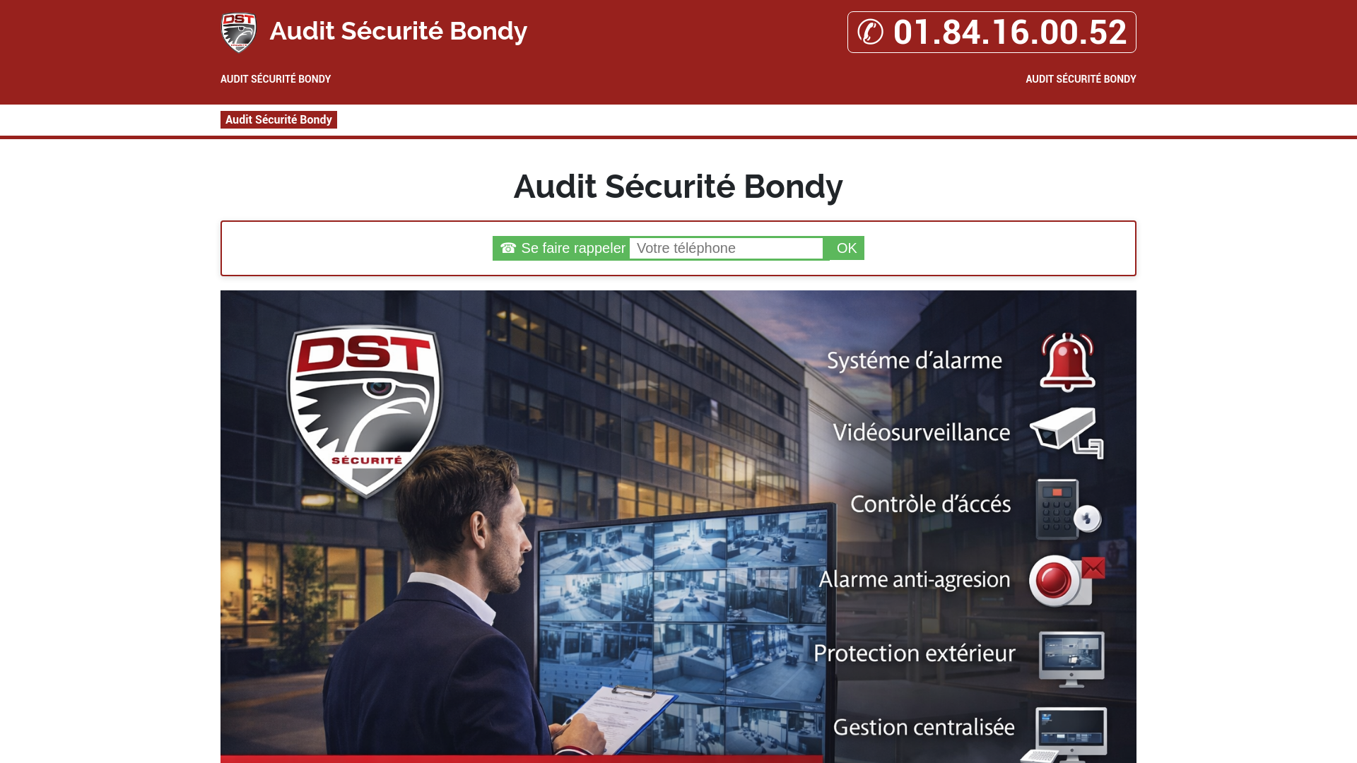 website screenshot of https://auditsecuritebondy.fr