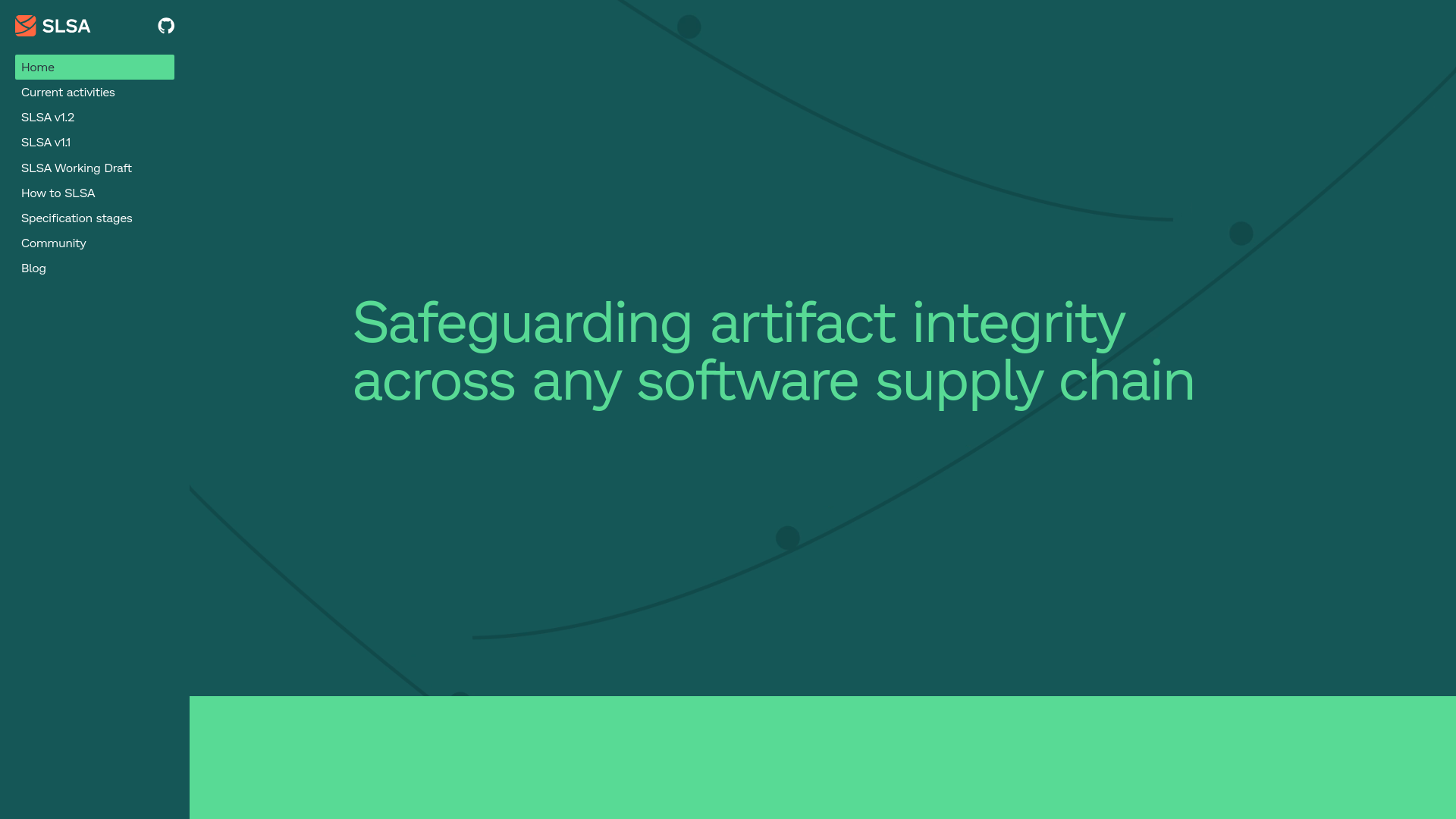 website screenshot of https://slsa.dev