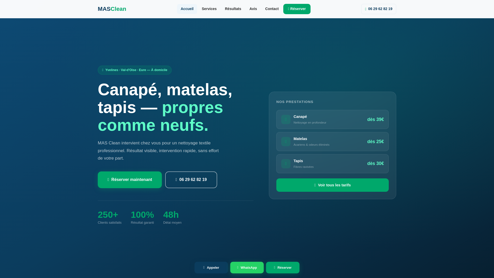 website screenshot of https://mass-clean.fr/