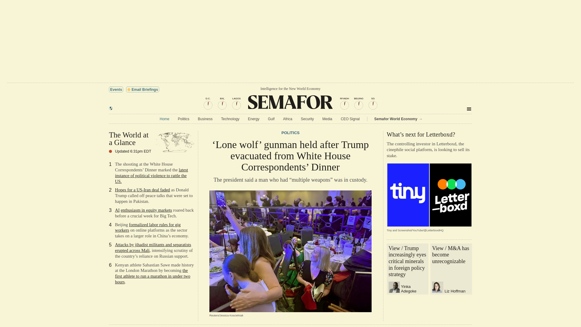 website screenshot of https://semafor.com