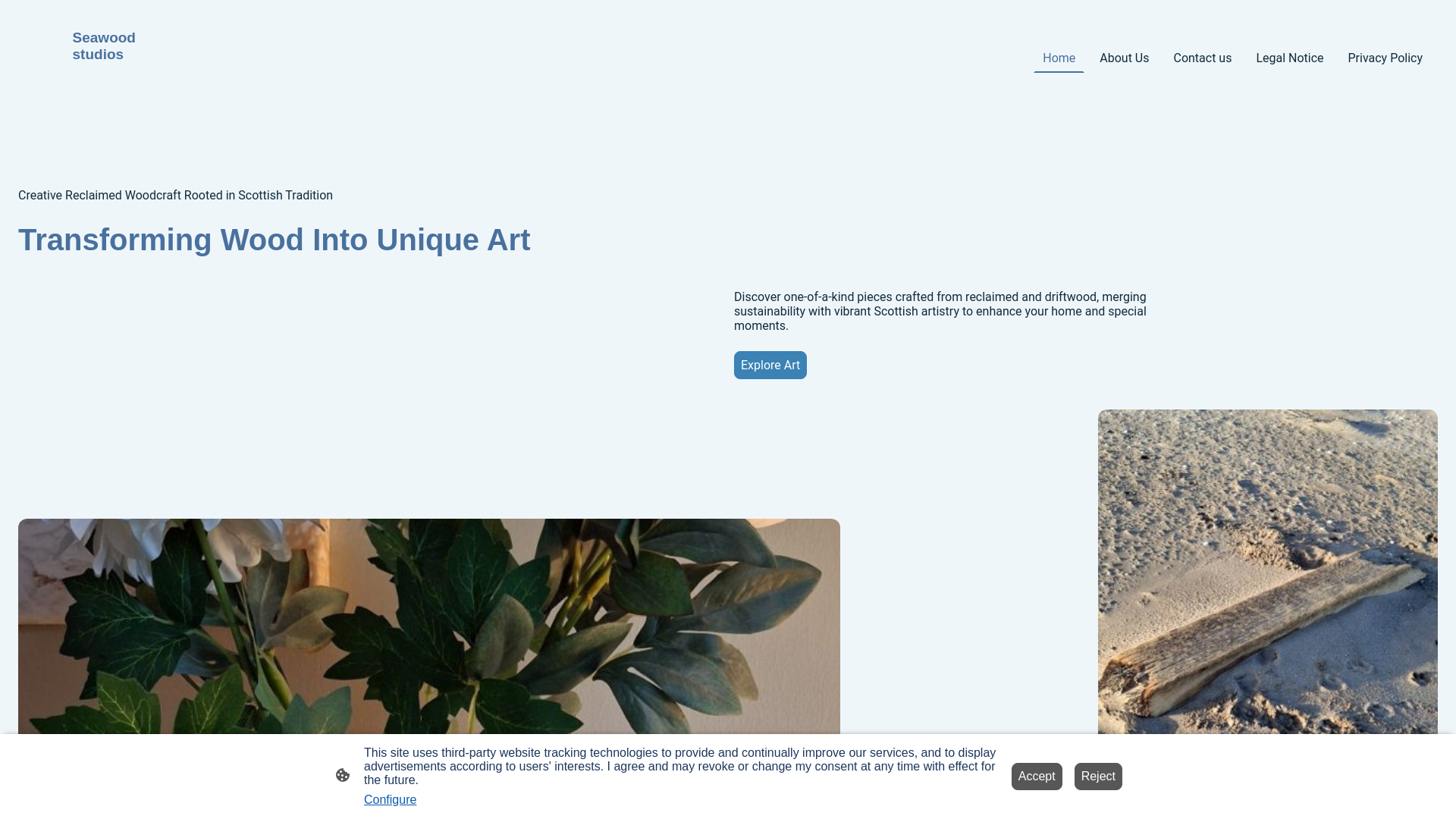 website screenshot of https://seawoodstudios.co.uk/
