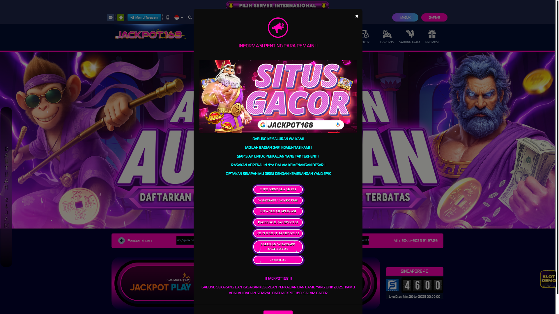 website screenshot of https://jenderaljackpot168.co/