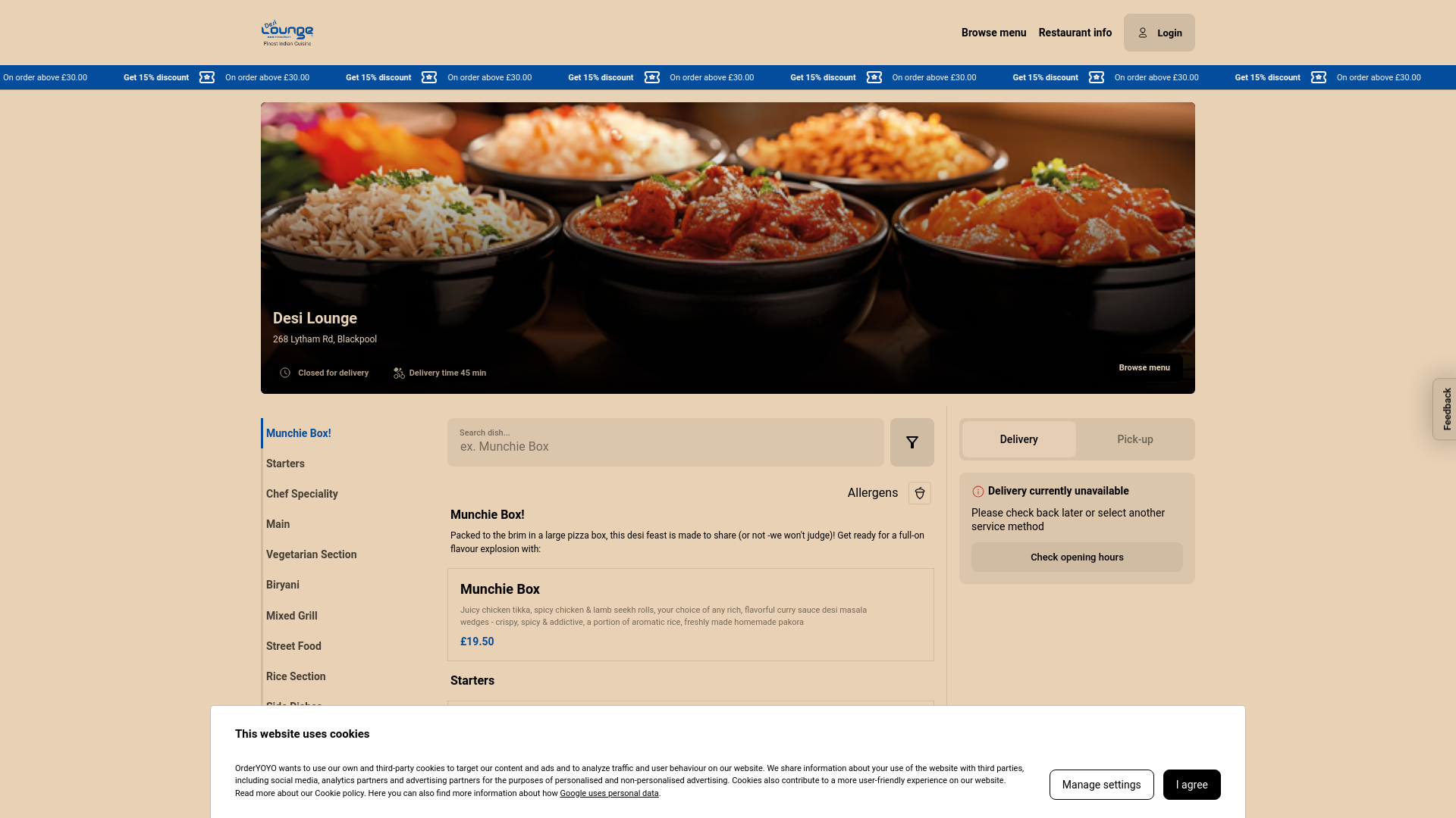 website screenshot of https://desiloungeblackpool.co.uk