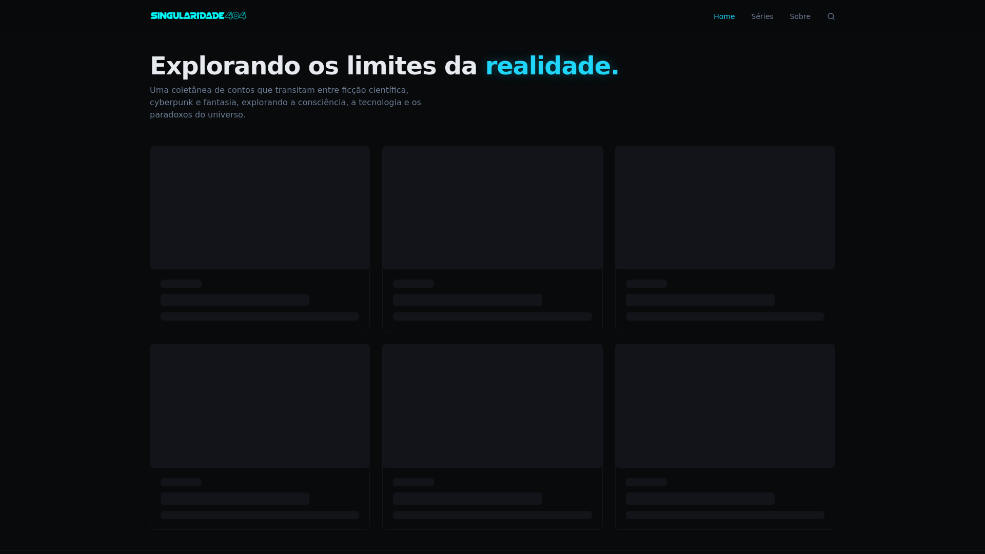website screenshot of https://singularidade404.com.br/