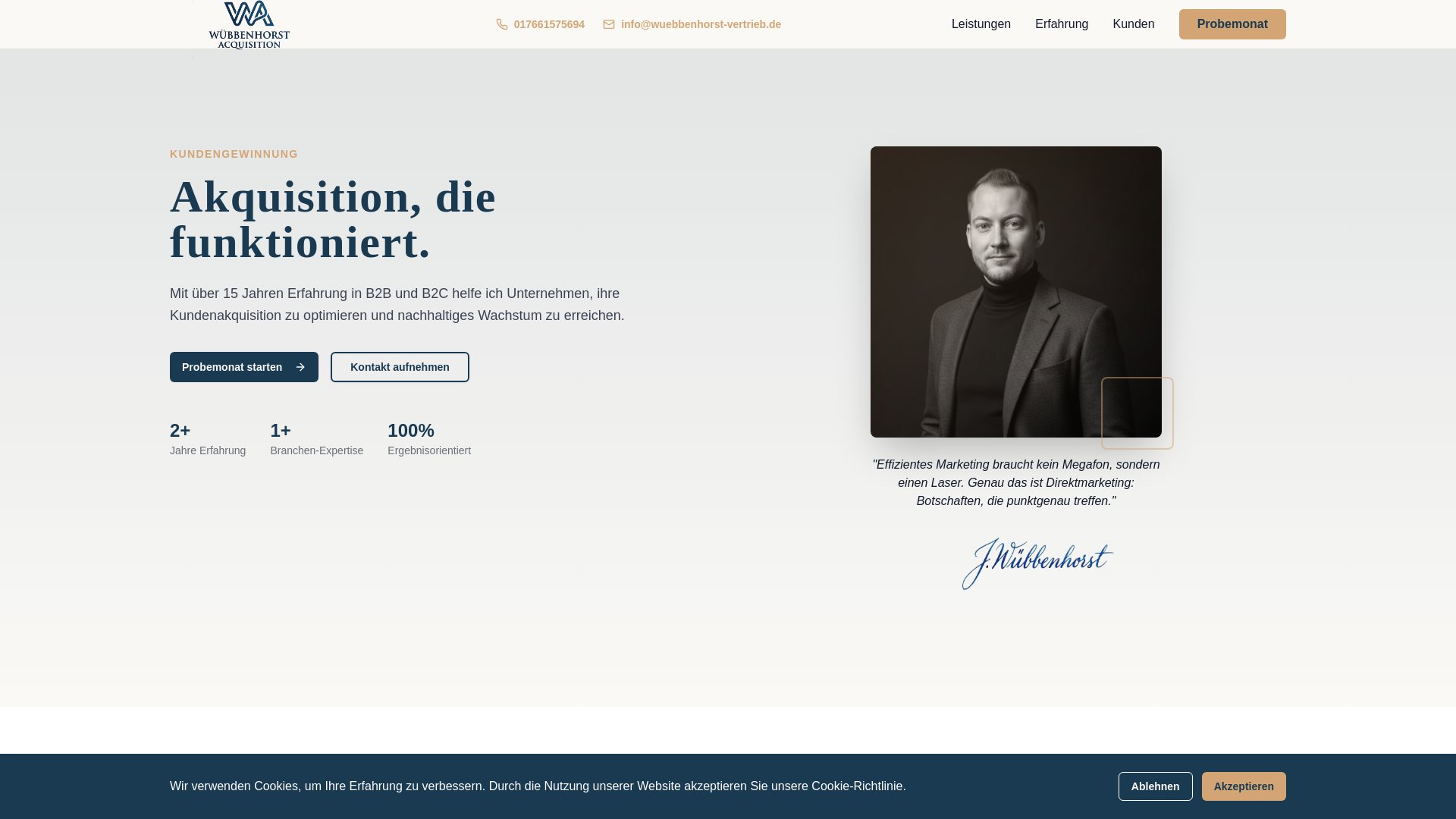website screenshot of https://wuebbenhorst-vertrieb.de
