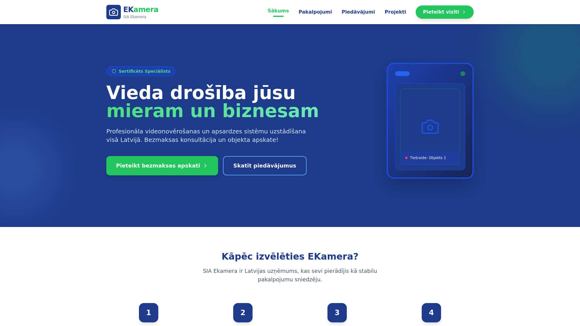 website screenshot of https://ekamera.online/