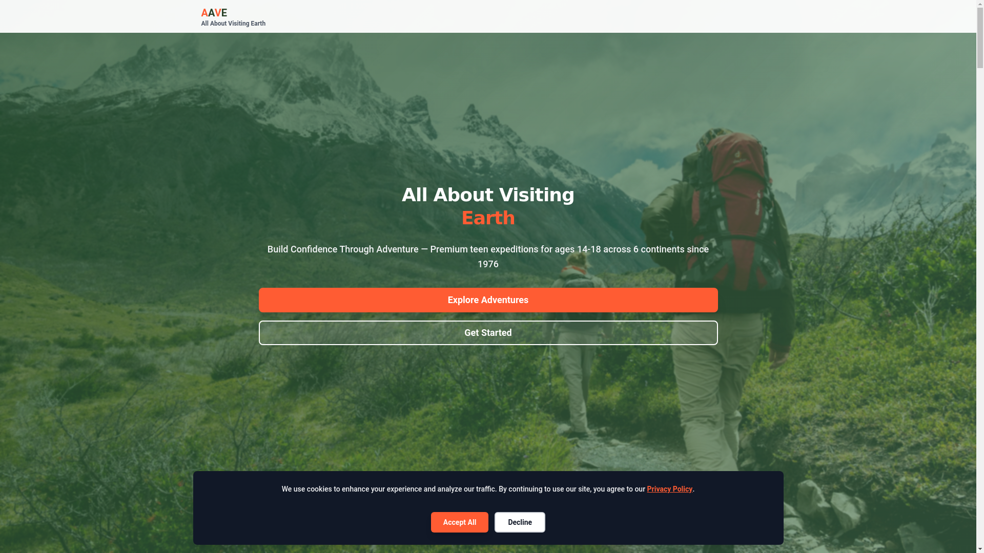 website screenshot of https://aave-travel-static.pages.dev/