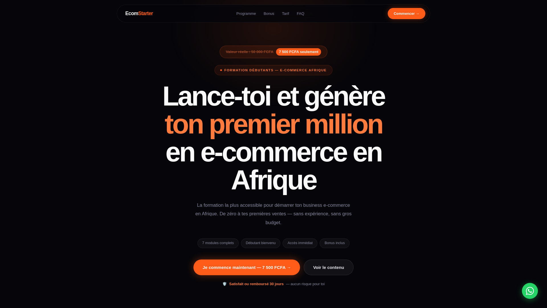 website screenshot of https://ecompreneurstarter.com/