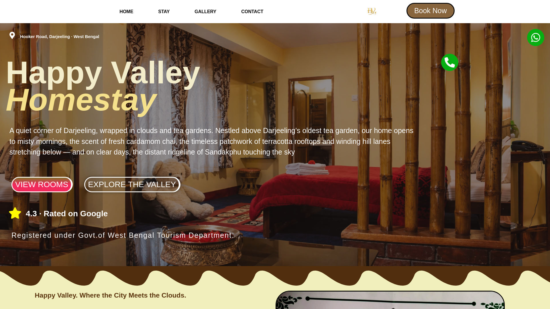 website screenshot of https://happyvalleyhomestaydarjeeling.in/
