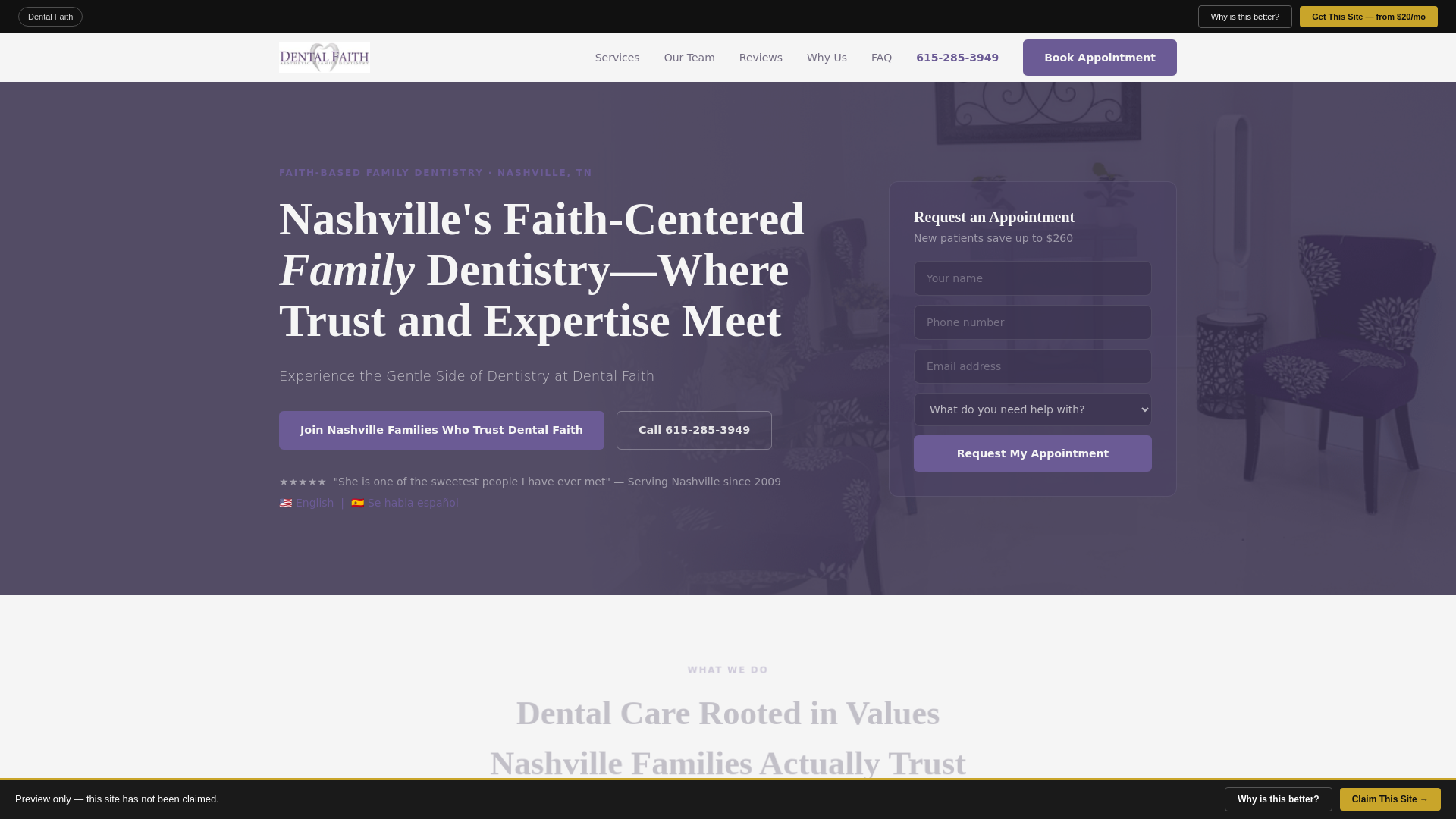 website screenshot of https://freshfacing-dentalfaith.pages.dev/
