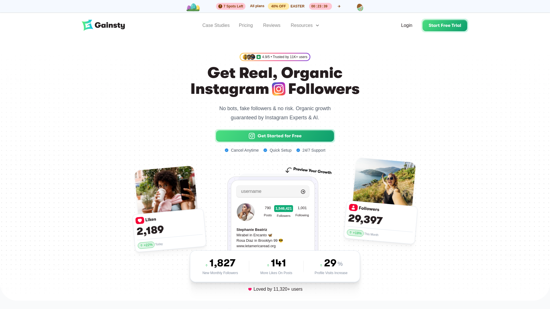 website screenshot of https://gainstydata.com