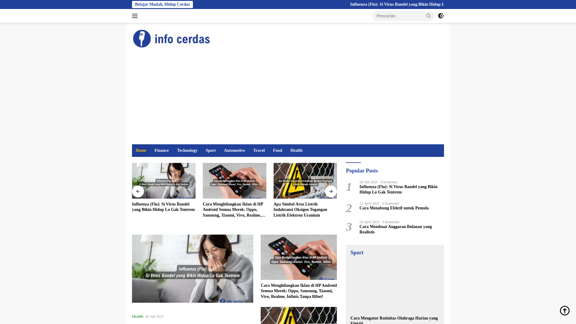 website screenshot of https://infocerdas.co.id