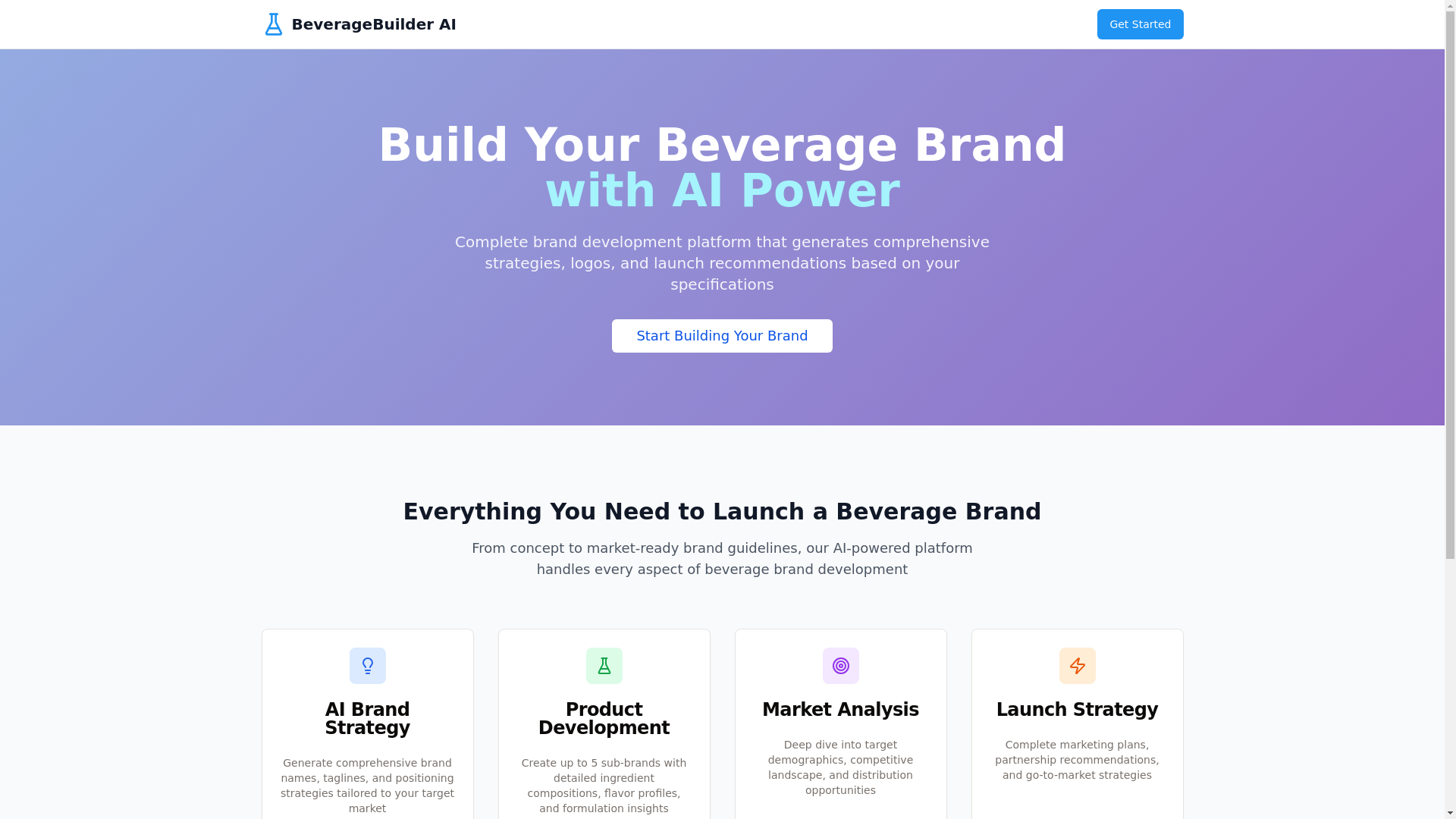 website screenshot of https://bevbrand.ai/