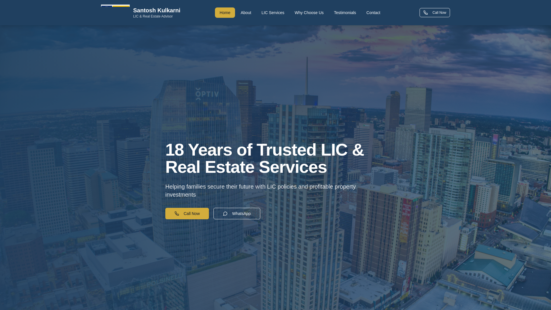 website screenshot of https://santoshkulkarnilicandrealestate.online/