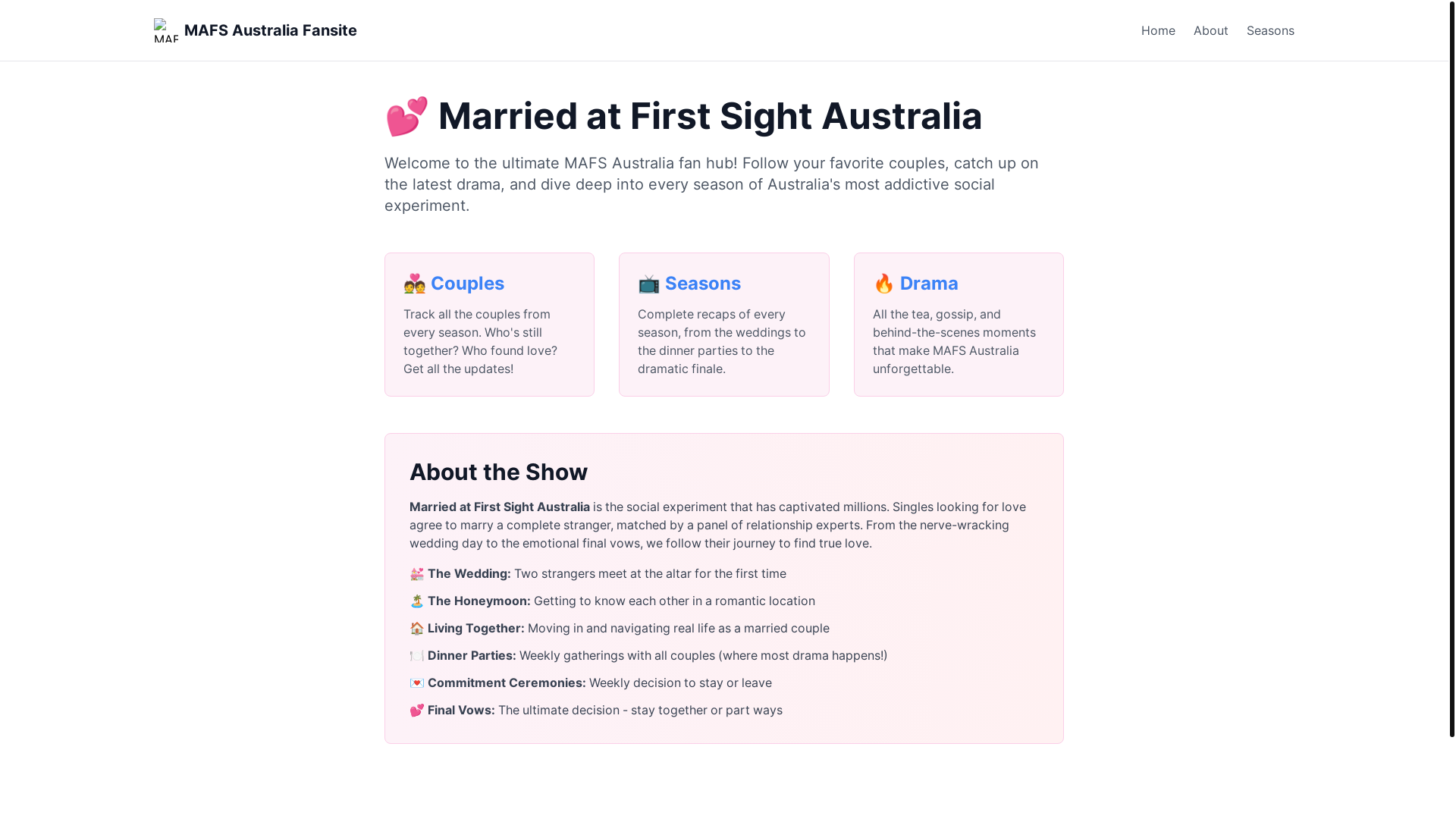 website screenshot of https://mafs-fansite.pages.dev/