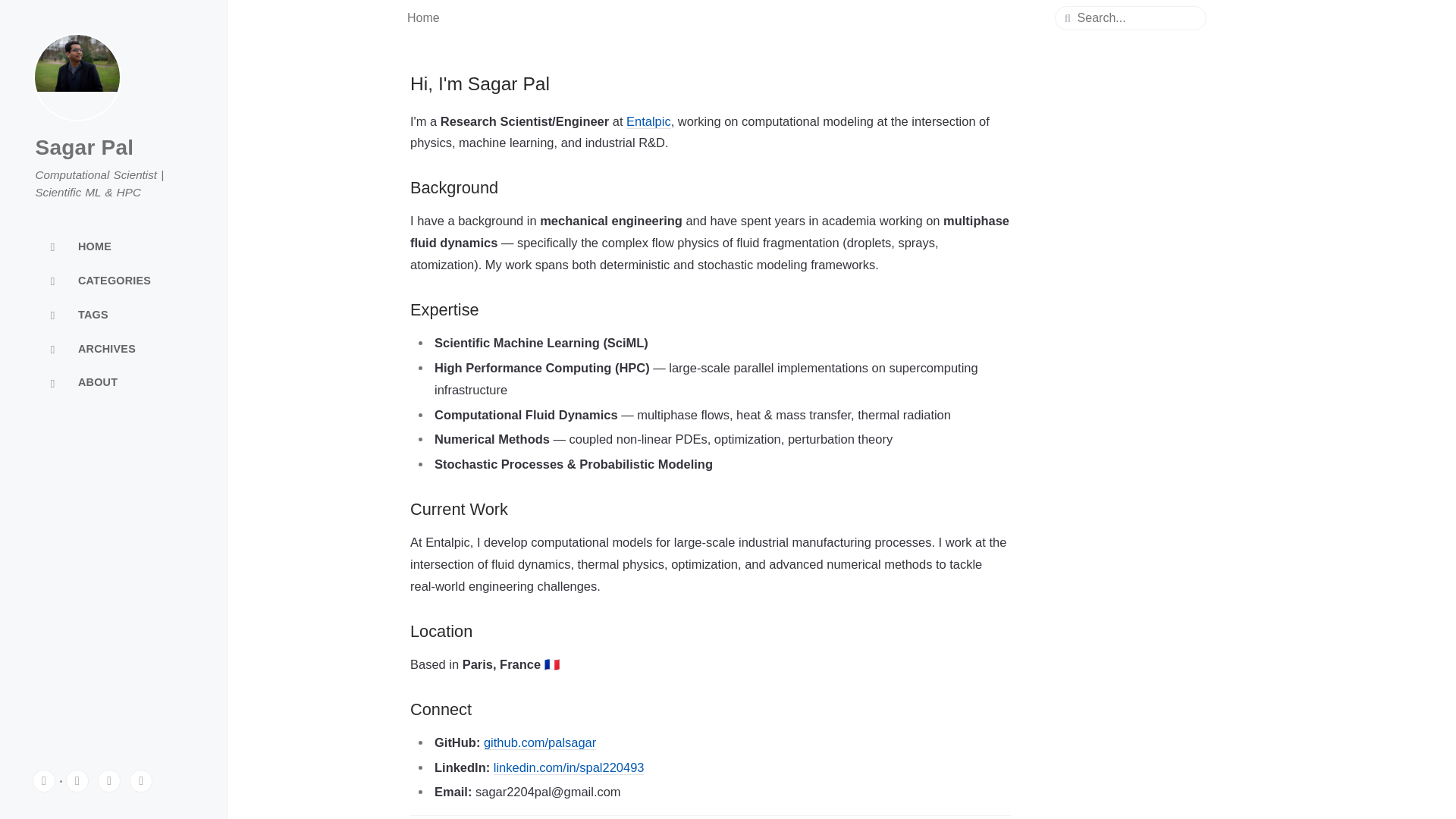website screenshot of https://sagar-pal.dev/