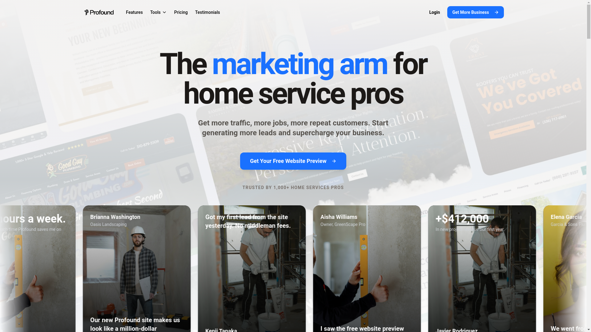 website screenshot of https://profoundhvac.com/