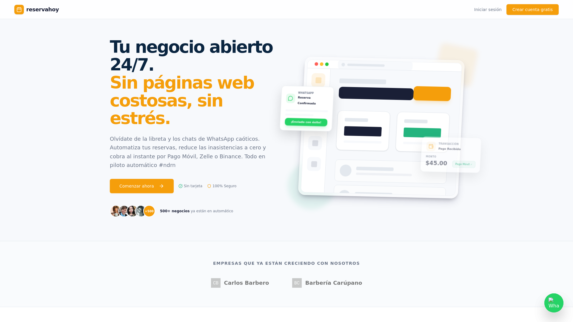 website screenshot of https://reservahoy.online