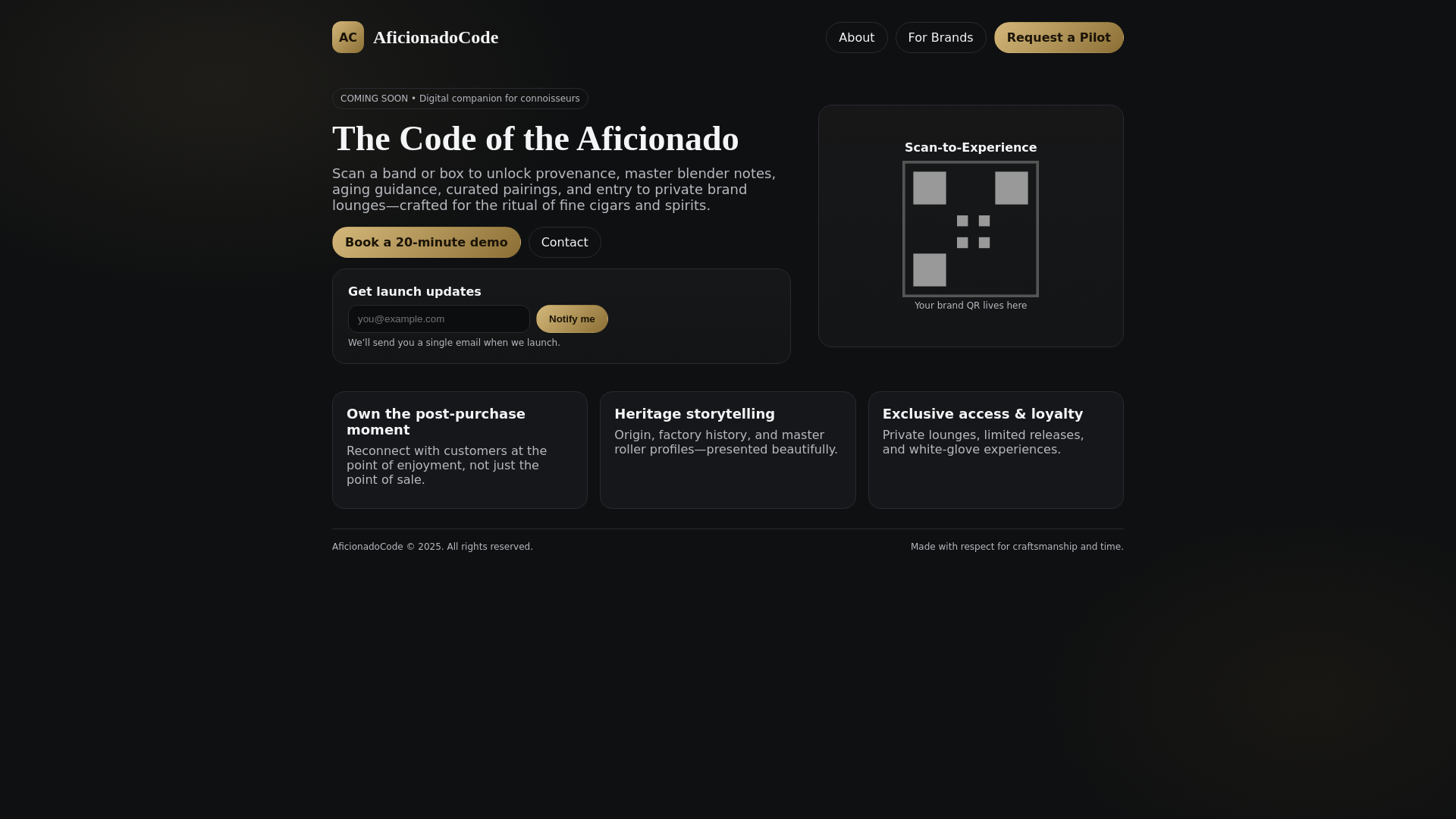 website screenshot of https://aficionadokey.org/