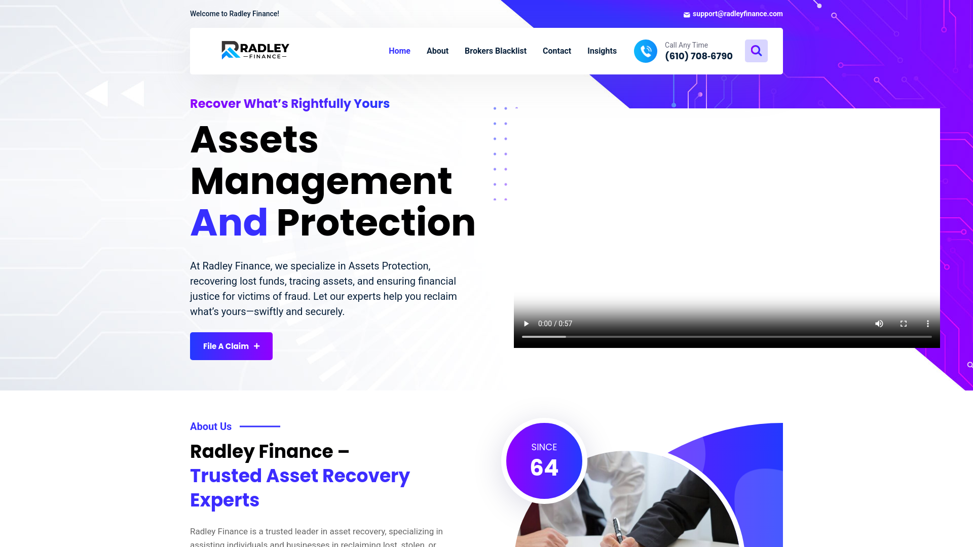 website screenshot of https://radleyfinance.com/
