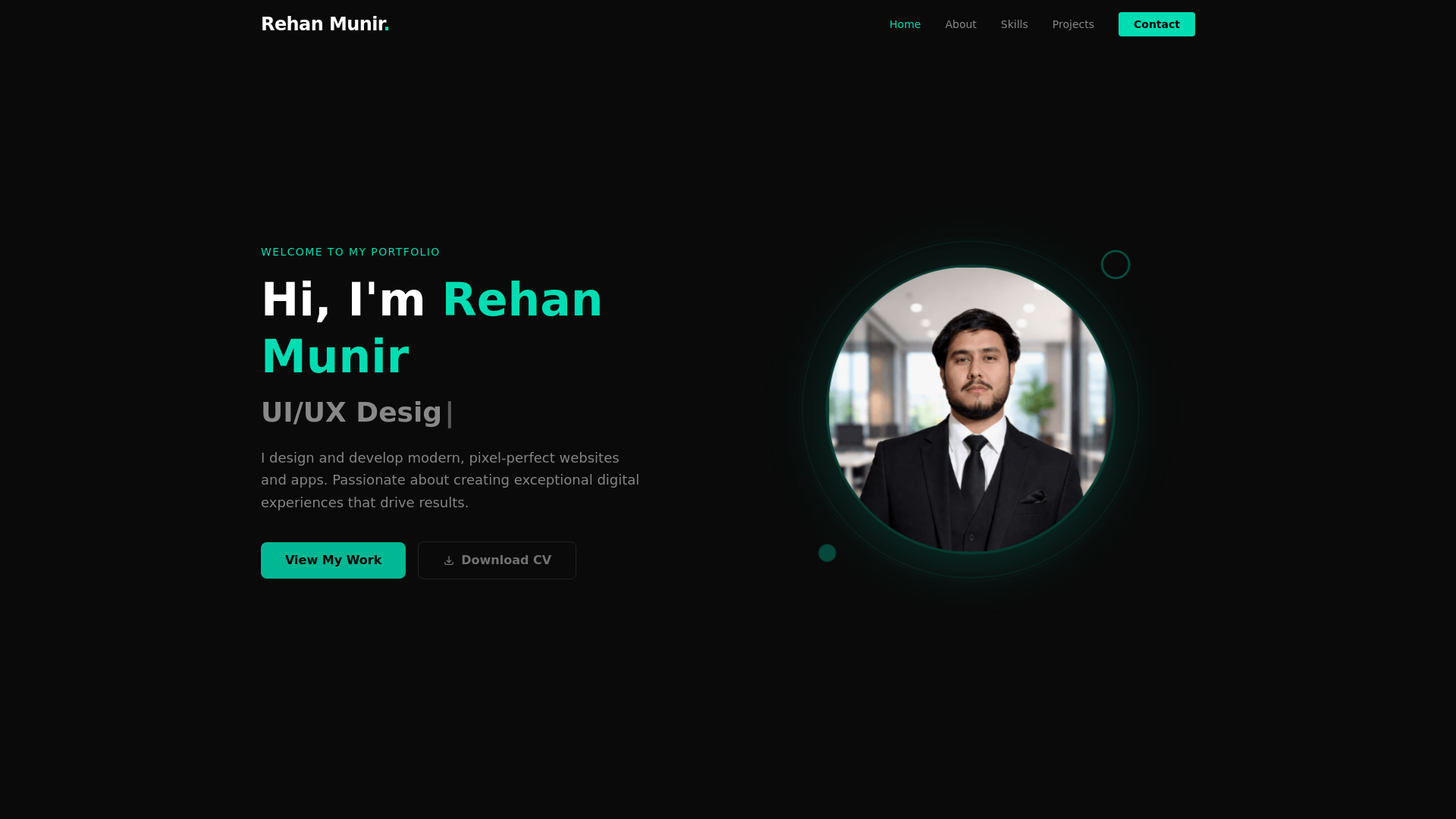 website screenshot of https://rehanmunir.tech/