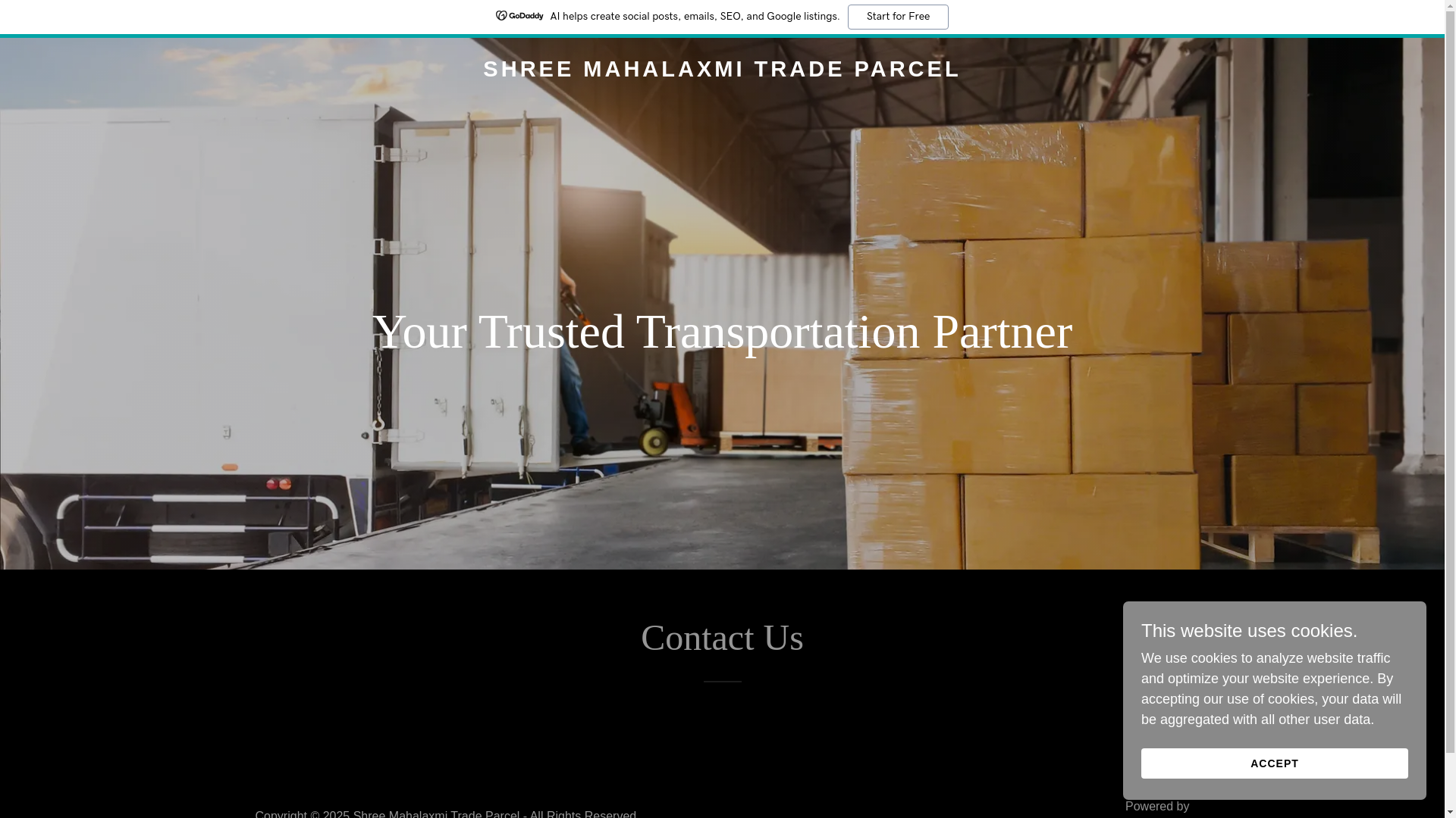 website screenshot of https://shreemahalaxmitradeparcel.in/