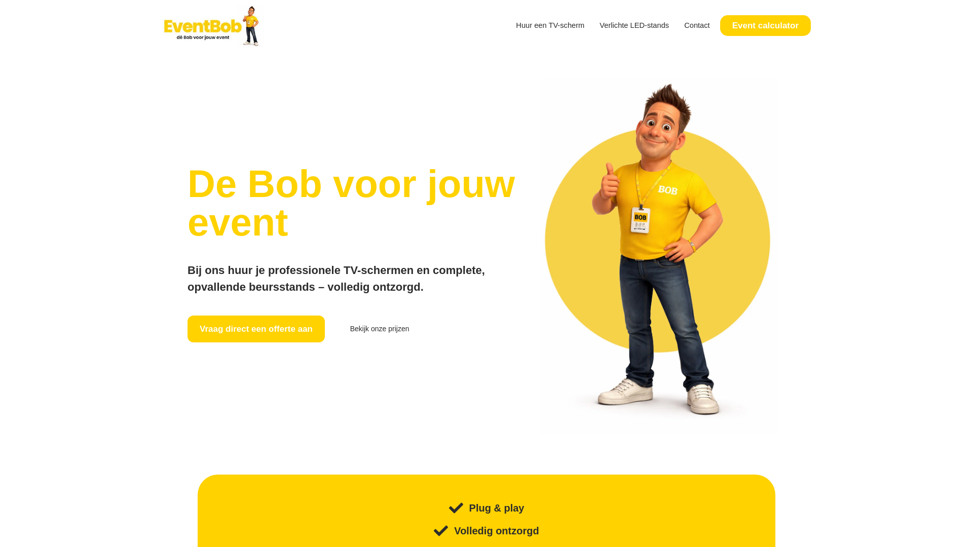 website screenshot of https://eventbob.nl
