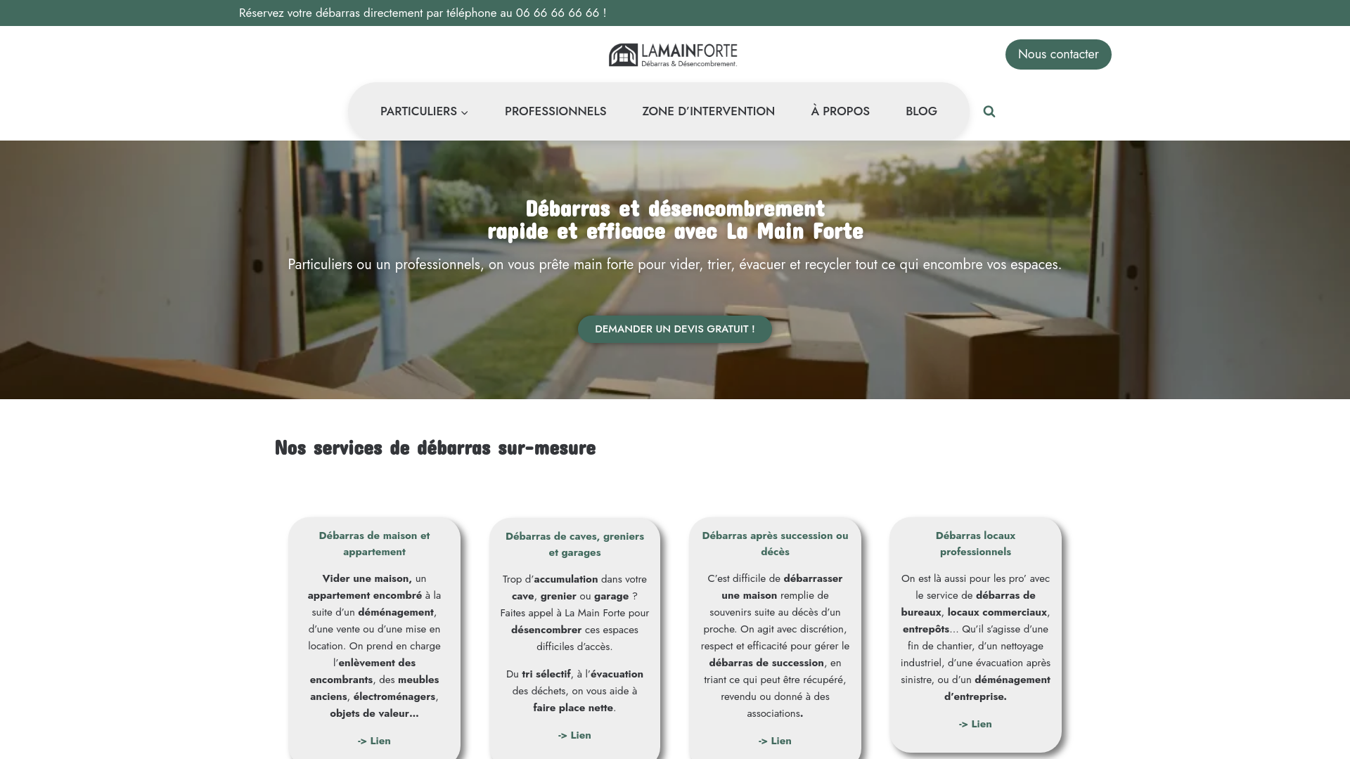 website screenshot of https://la-main-forte.fr