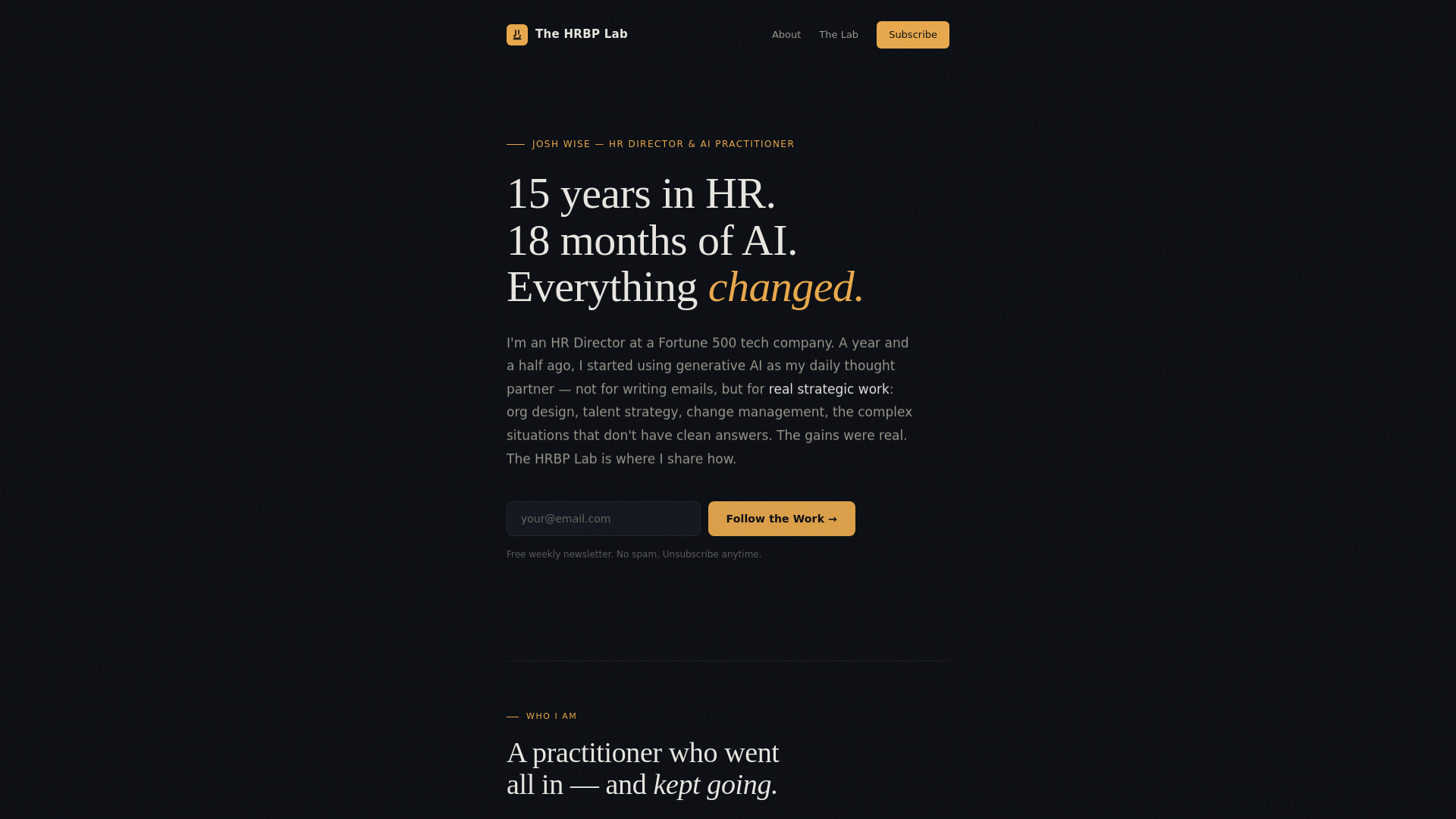 website screenshot of https://thehrbplab.ai/