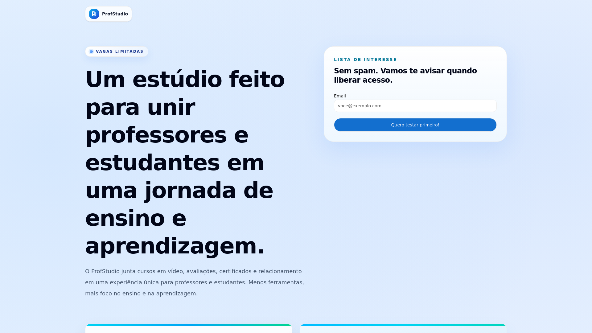 website screenshot of https://profstudio.com.br/