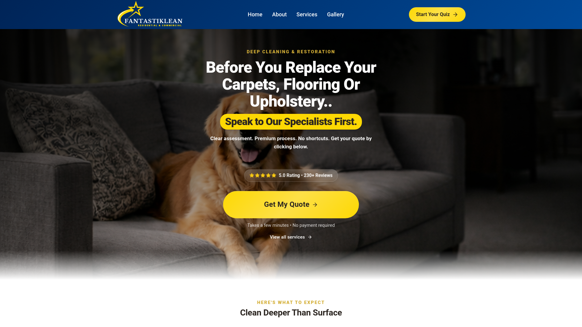 website screenshot of https://fantastiklean.co.uk