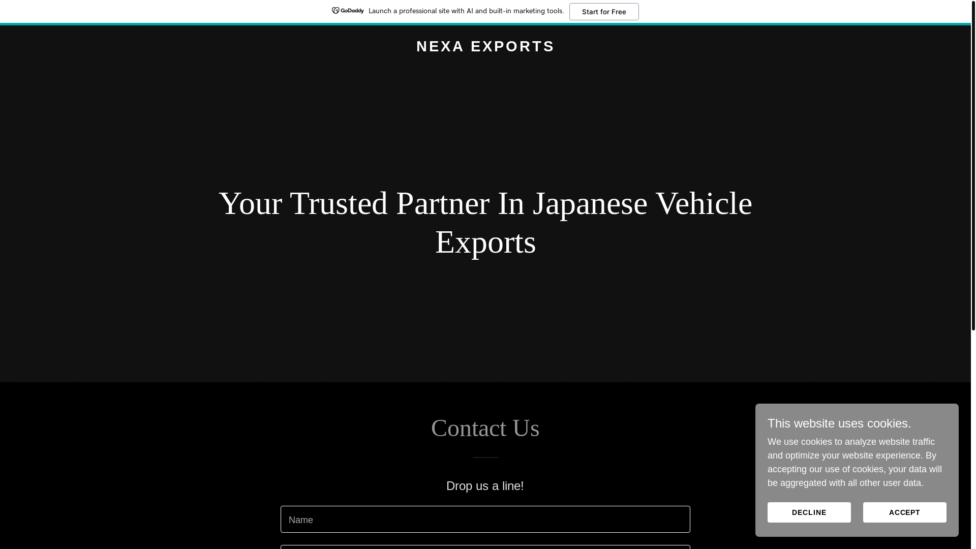 website screenshot of https://nexa-exports.com/