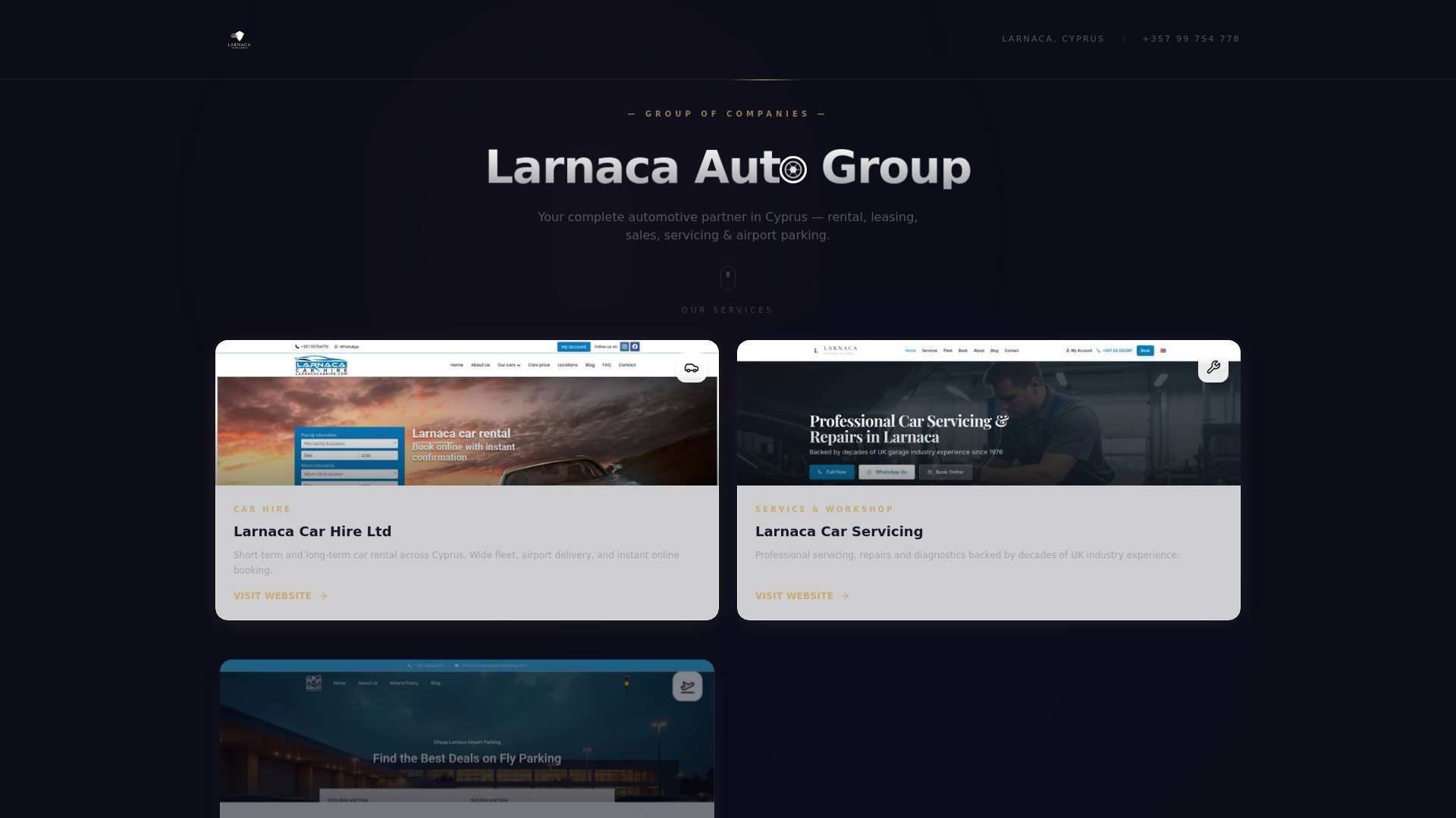 website screenshot of https://larnacaautogroup.com/