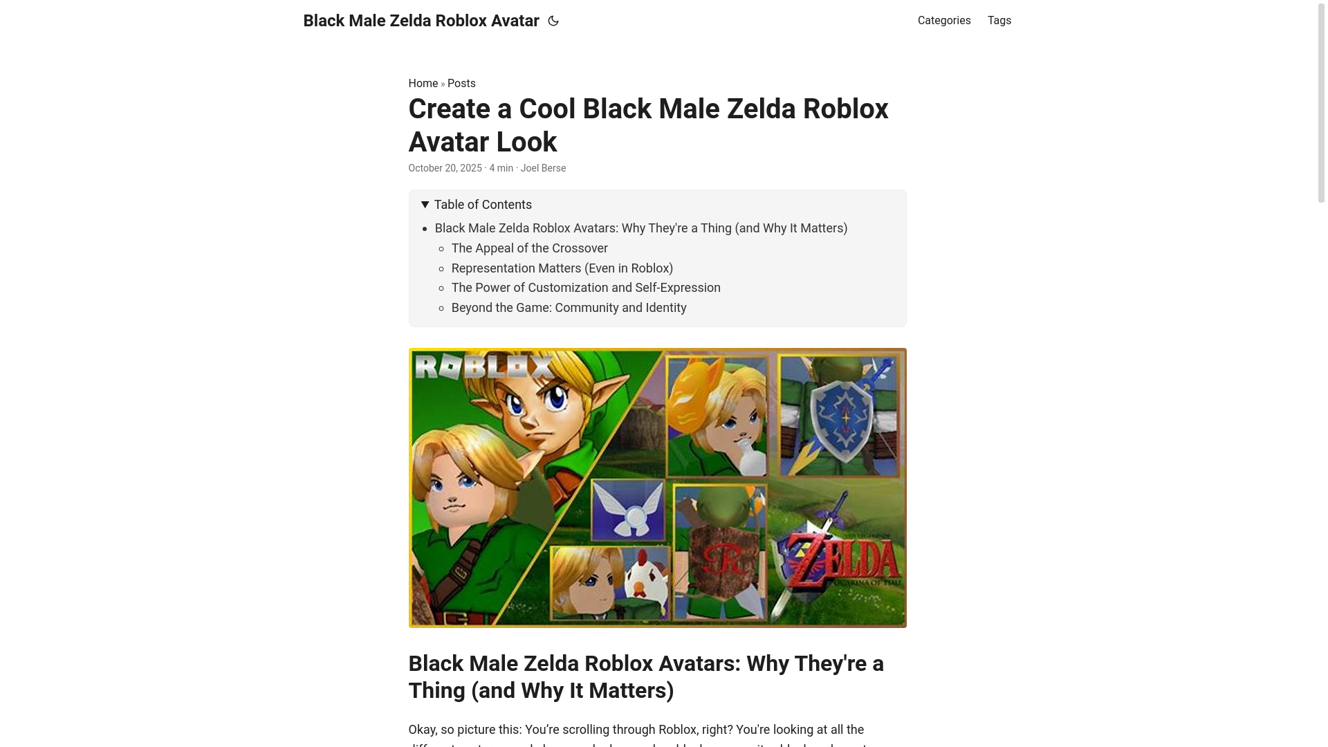 website screenshot of https://black-male-zelda-roblox-avatar.pages.dev/