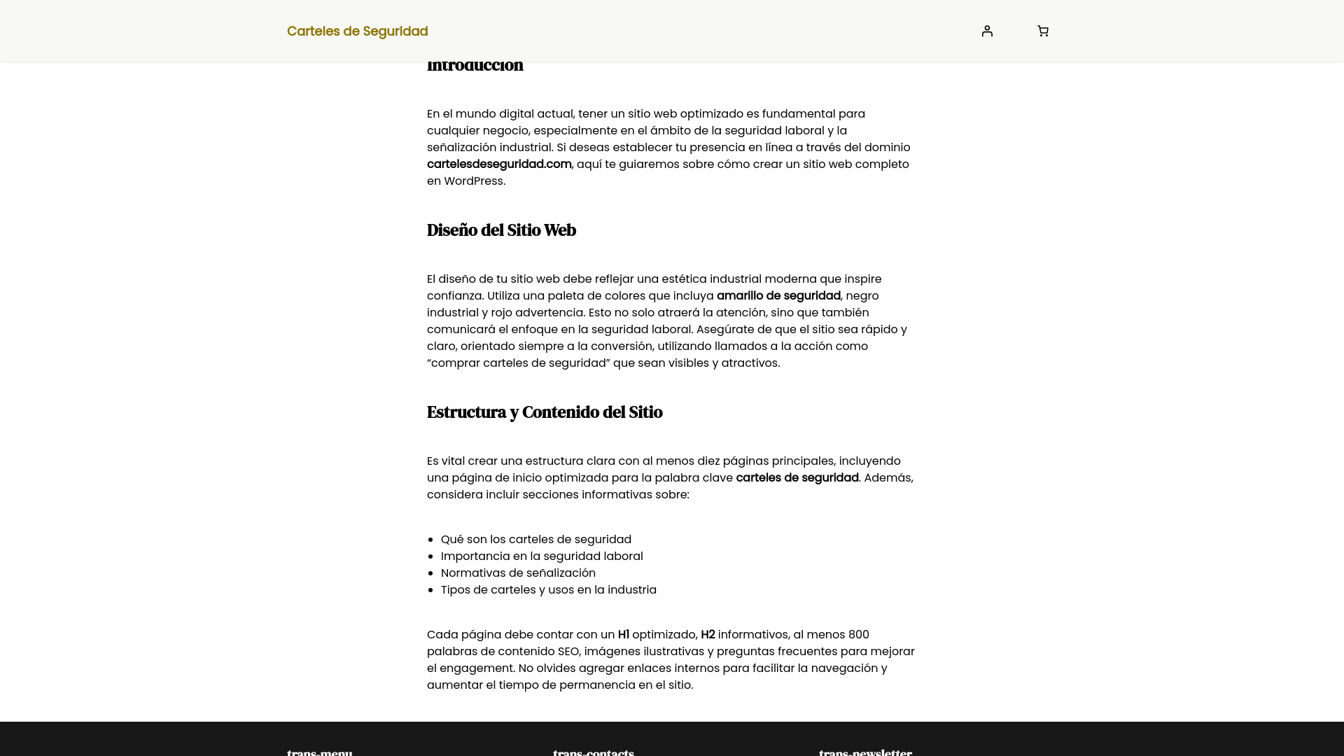 website screenshot of https://cartelesdeseguridad.com/