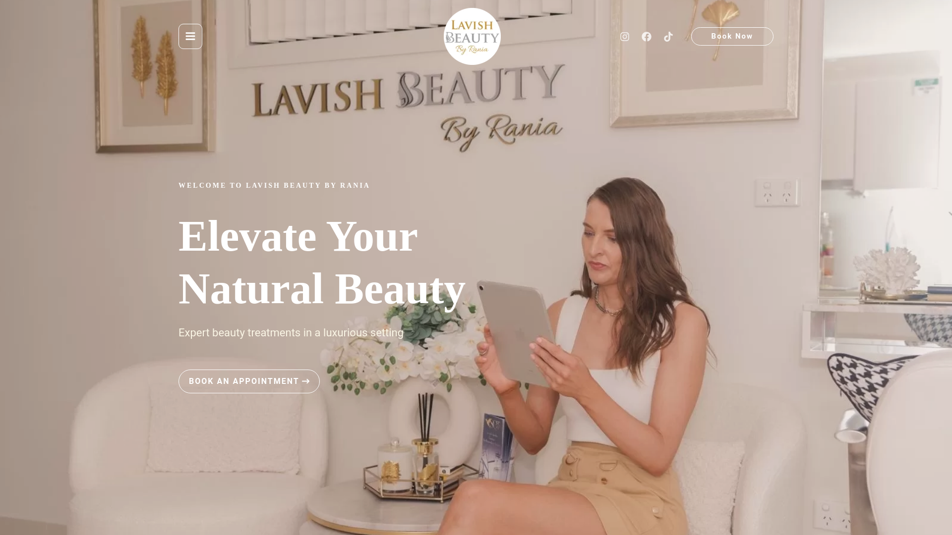 website screenshot of https://lavishbeautybyrania.pages.dev/