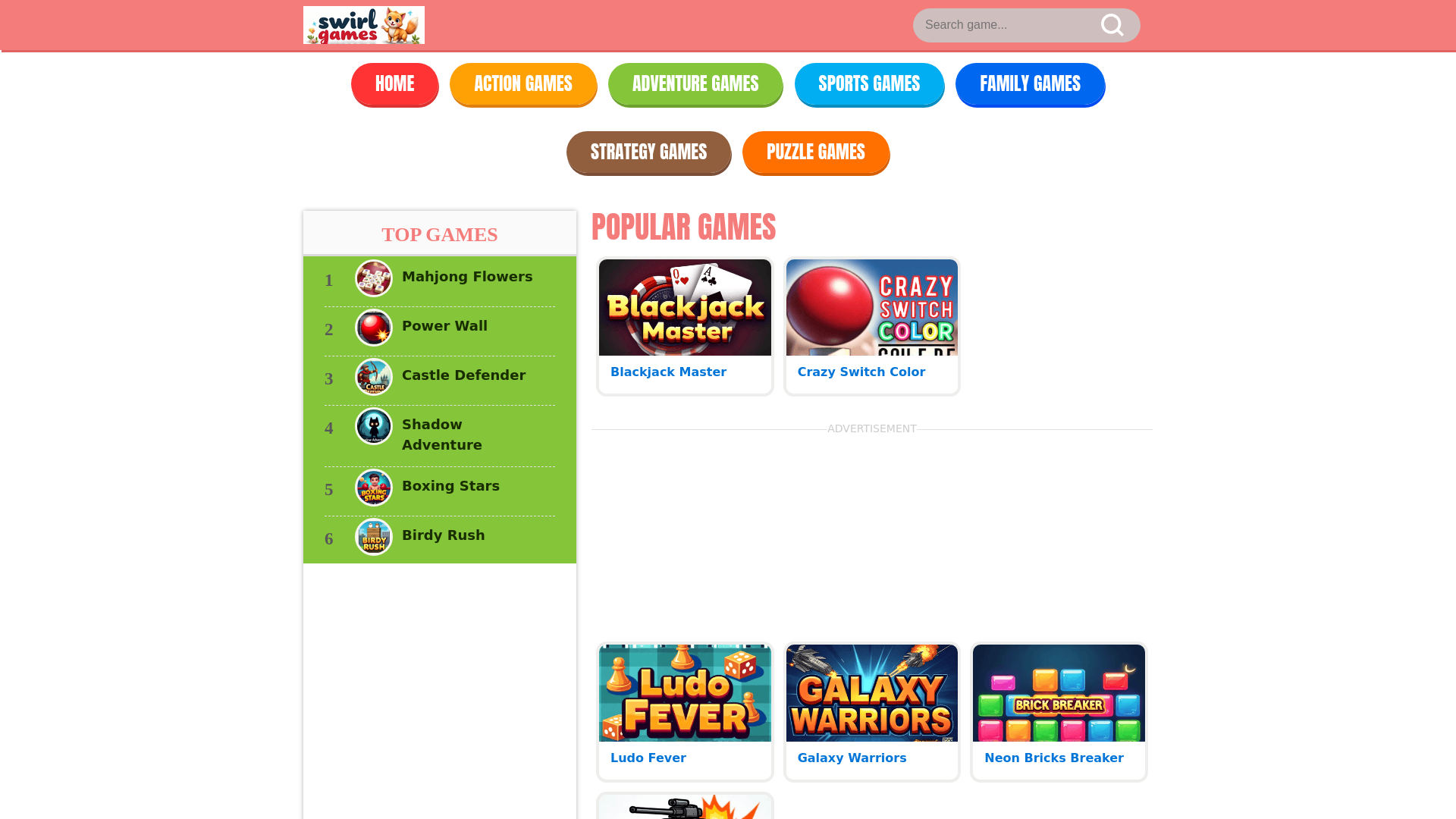 website screenshot of https://swirlgames.top/