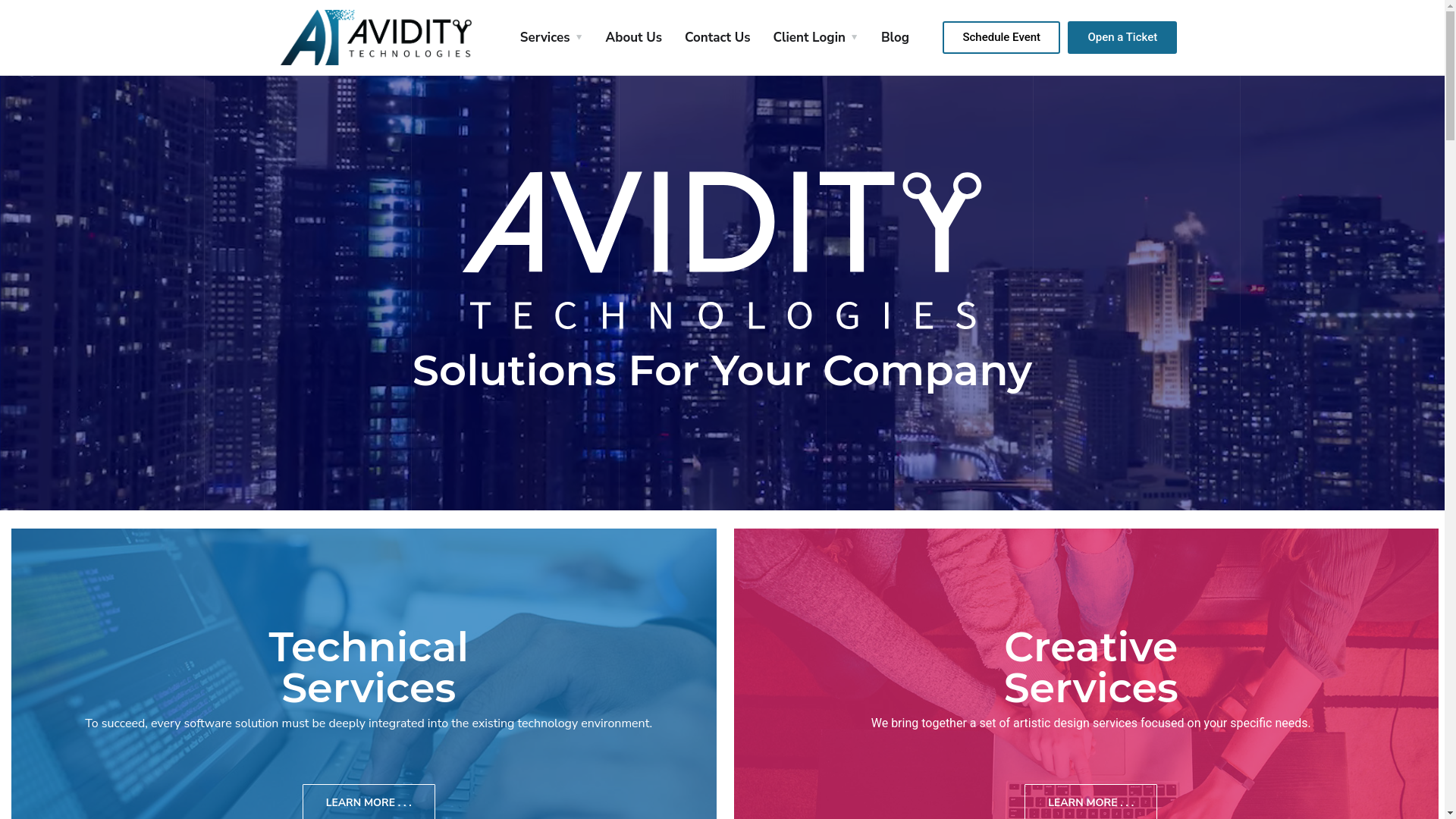 website screenshot of https://aviditytechnologies.com/