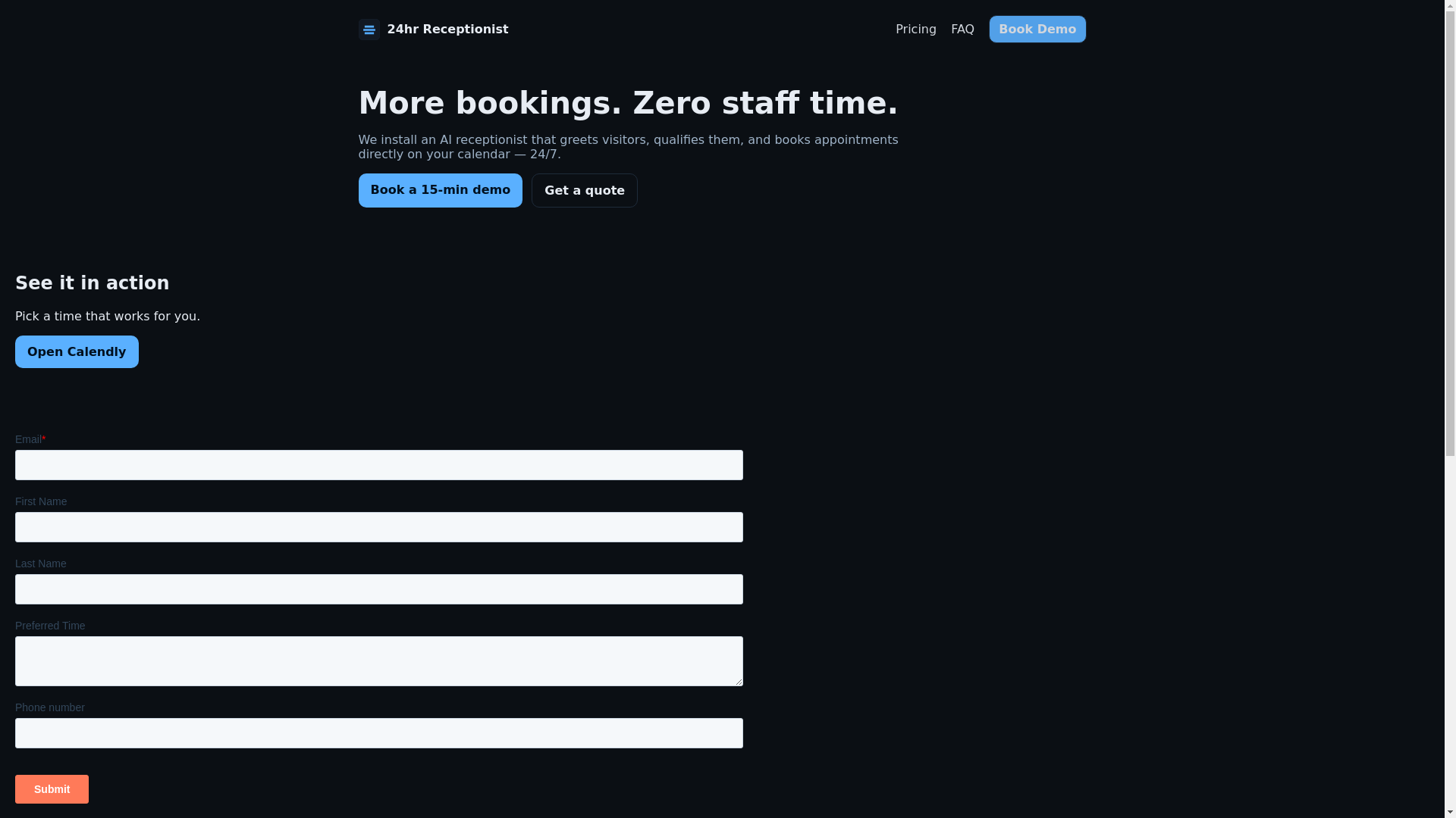 website screenshot of https://24hrreceptionistv2.pages.dev/